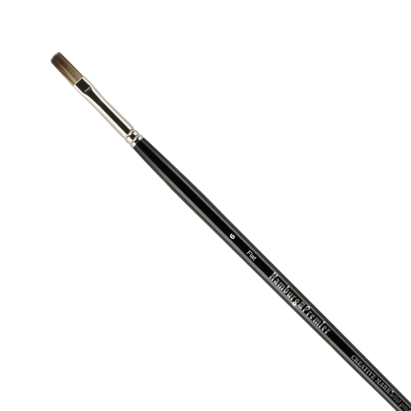 Creative Mark Hamburg Premiere Professional Oil Painting Brushes - Flat #6 Oil Paint Brush - Handmade in Germany, Natural &#x26; Synthetic Hair Blend, Long Triple-Lacquered Birch Handle