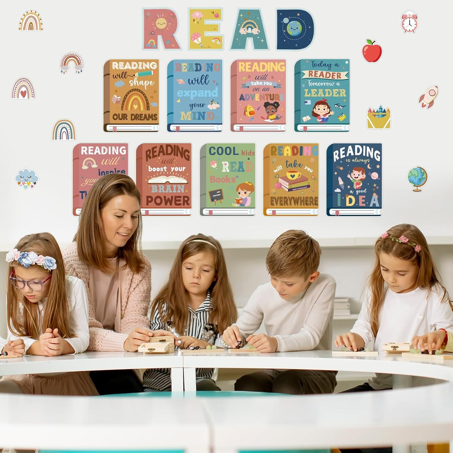 43 Pcs Reading Bulletin Board Sets -Boho