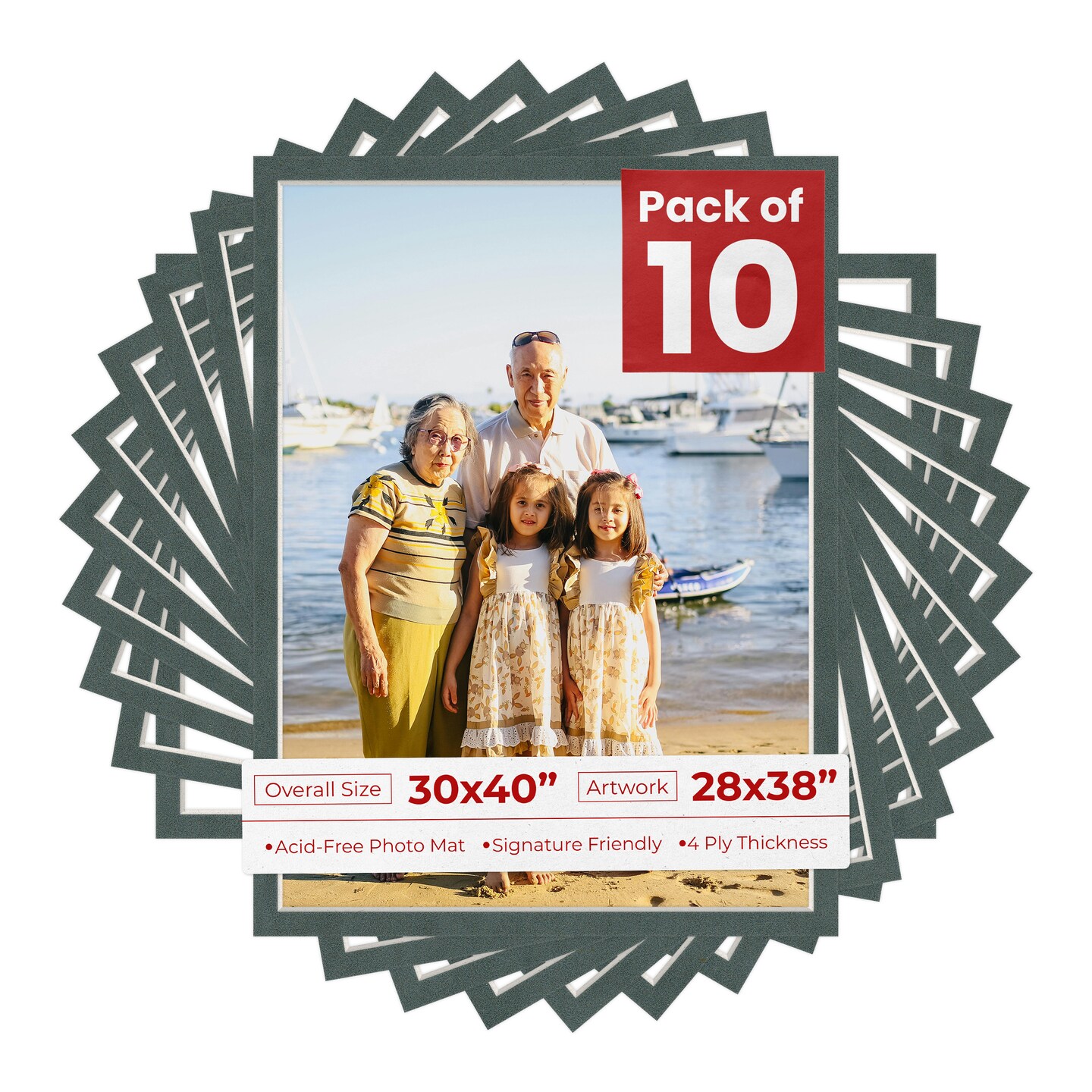 Dark Grey Suede Mat Board for 30x40 Frames - Fits 28x38 Photos, Color ...