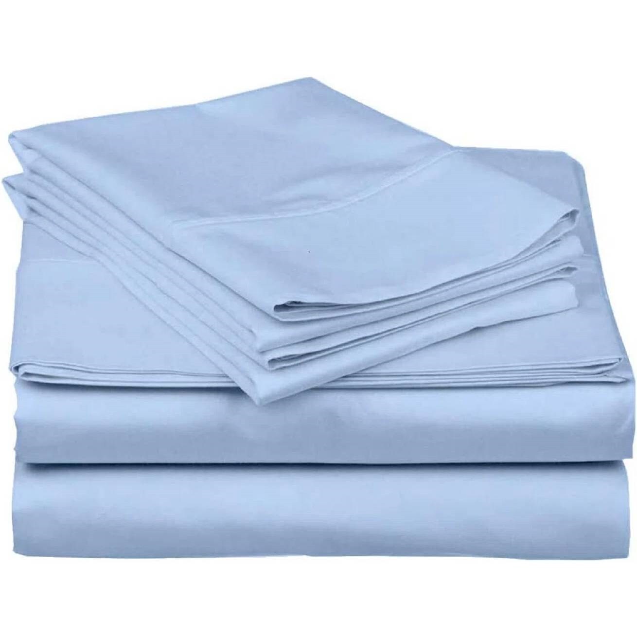 Blue 1000 Thread Count Cotton Sheet Set Sateen Weave Deep Pocket Fitted Sheets Included