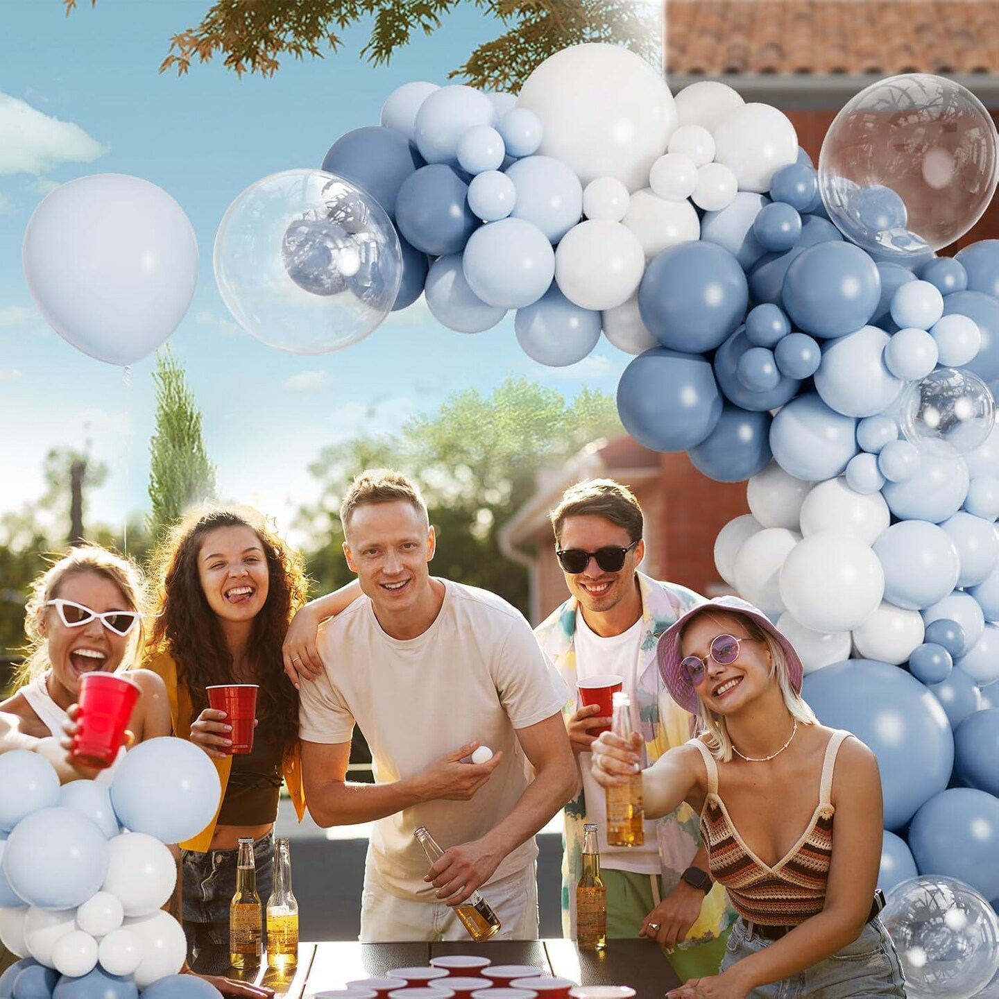 Dusty Blue Balloon Garland Arch Kit 140PCS Light Blue White Clear Balloons in 18 12 10 5 Inch for Baby Shower Gender Reveal