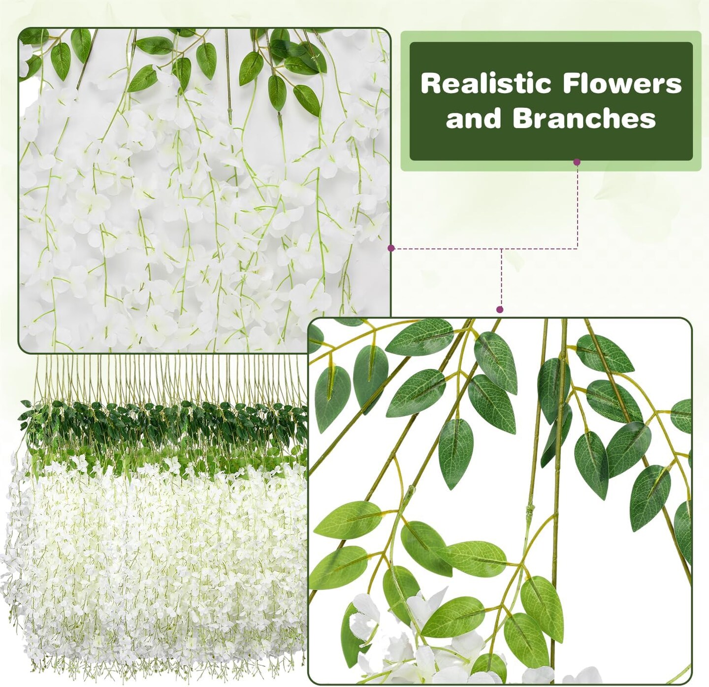 Wisteria Hanging Flowers,Hanging Flowers,Wisteria,Fake Hanging Flowers,Fake Wisteria,Hanging Flowers for Decoration, Wedding, Garden, Wall Decoration,3.6 feet Long