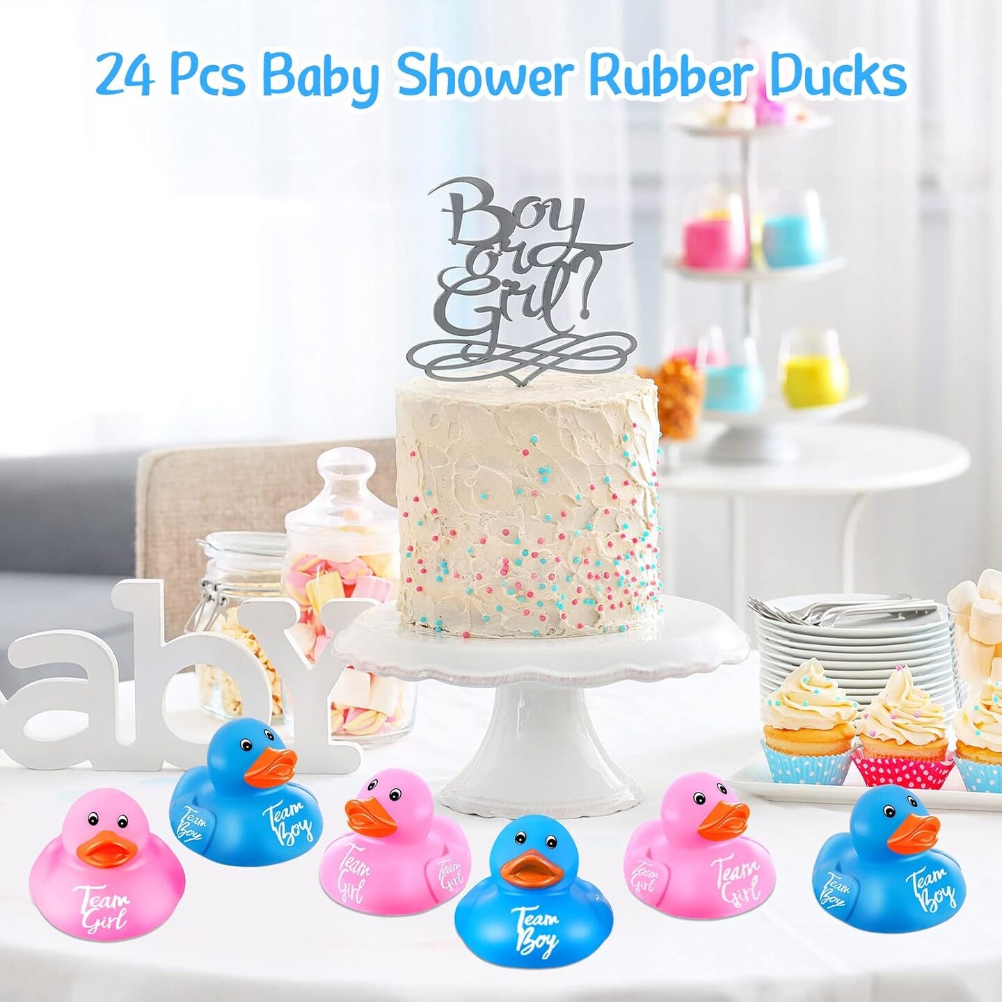 Gender Reveal Bath Bomb Ducks 2-Pack - Pink Or Blue Baby Shower Party Gift With Box