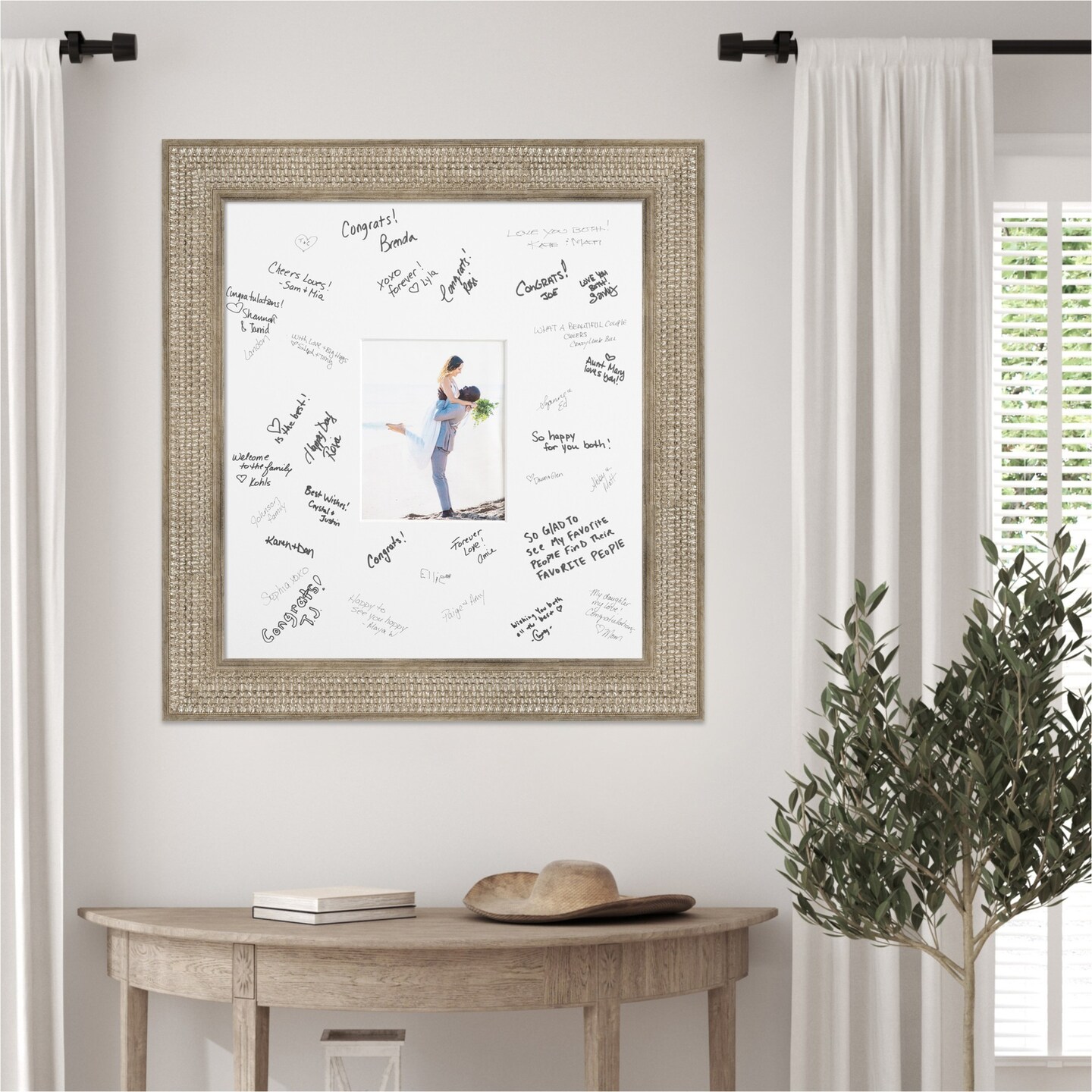 Trellis Signature Mat Picture Frame, Photo Frame Wedding Guest Book Alternative, Autograph Picture Mat for Signature Board, Wedding Celebrations Graduations Support Encouragement or Retirement