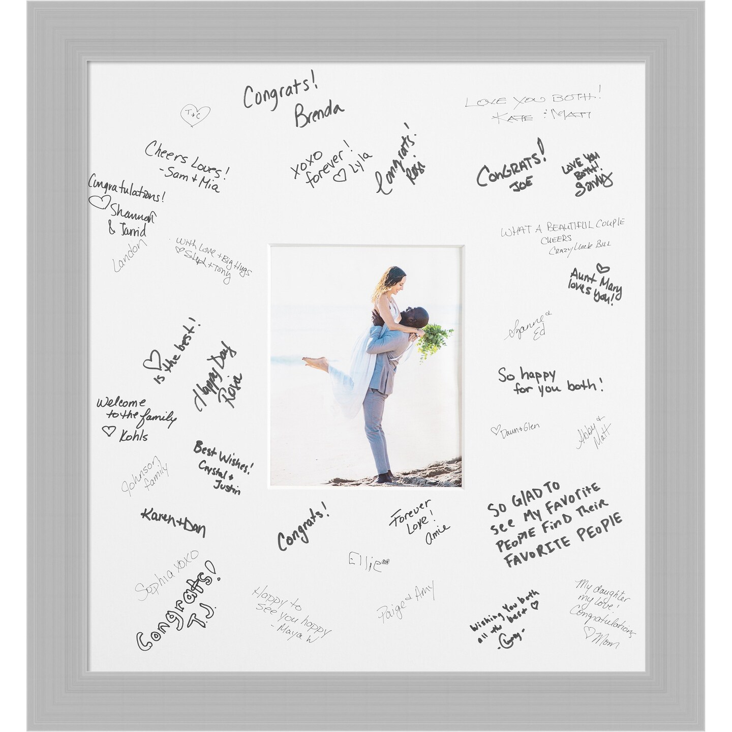 Brushed Signature Mat Picture Frame, Photo Frame Wedding Guest Book Alternative, Autograph Picture Mat for Signature Board, Wedding Celebrations Graduations Support Encouragement or Retirement