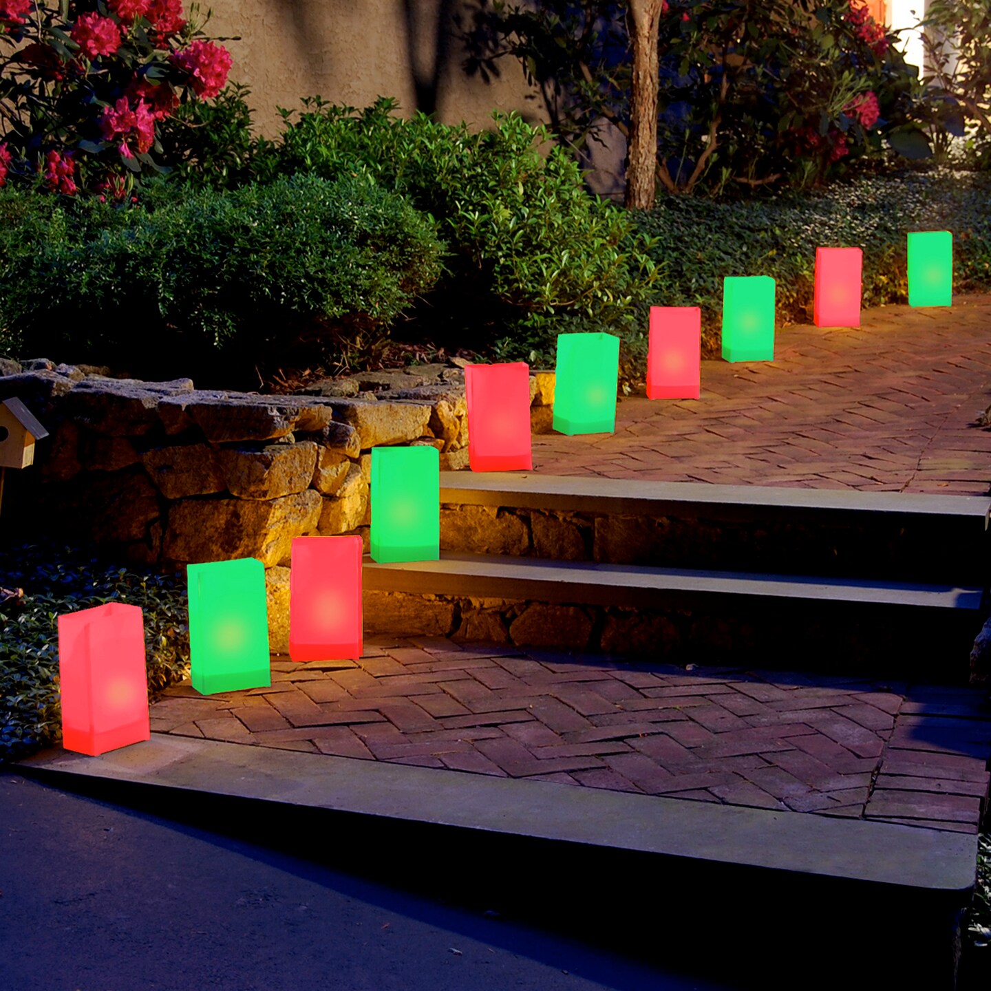 Mod Lighting and Decor LED Lighted Outdoor Christmas Luminaria Kit - 10" - Red and Green - Set of 10