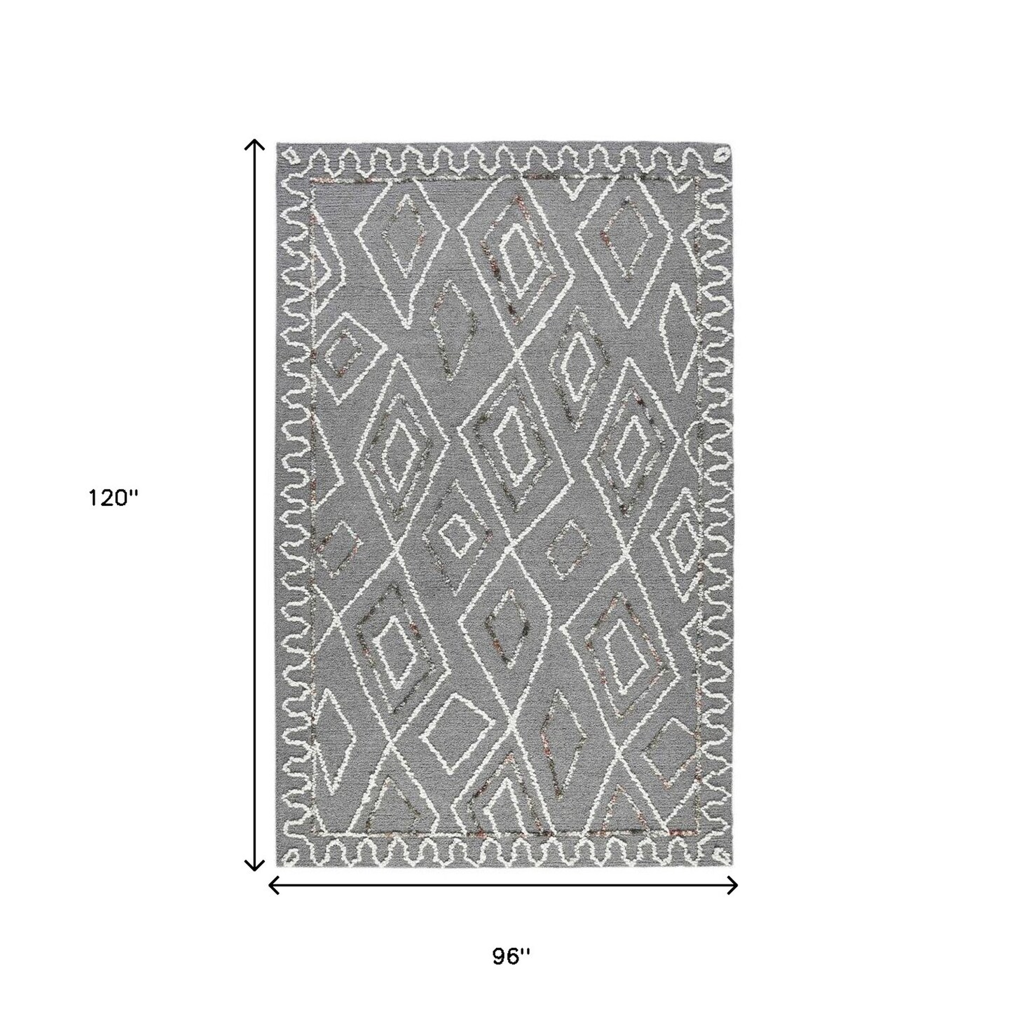 Edge Collections - 8' X 10' - Gray - Artisan Geometric Area Rug for Home Decoration - 1 Piece