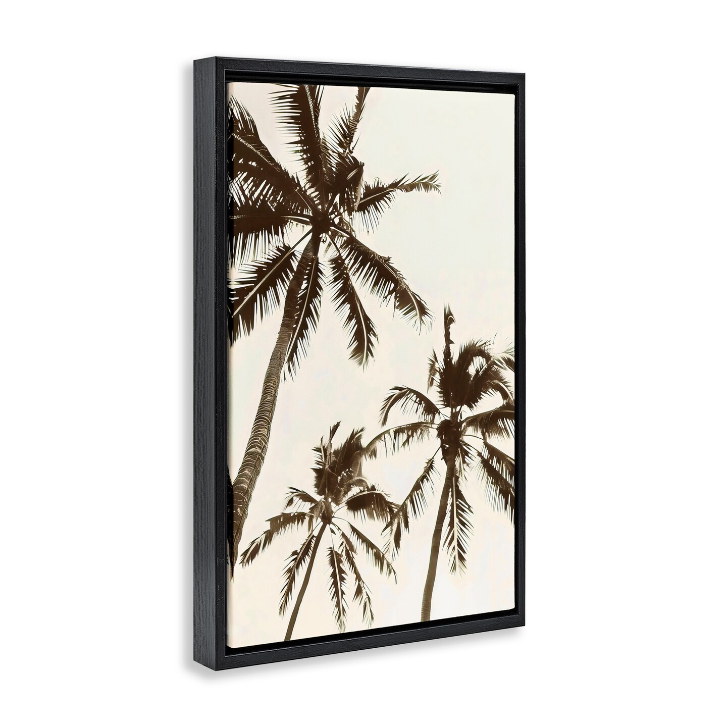 Stupell Industries Classic Palm Trees Silhouette Black Framed Floater Canvas Wall Art, design by LSR Design Studio