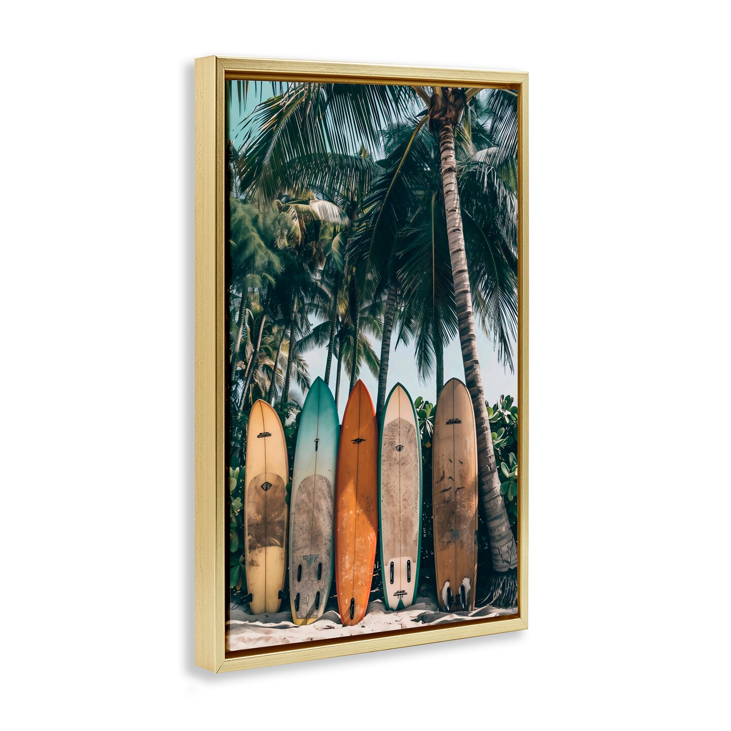 Stupell Industries Vintage Surfboard Lineup Black Framed Floater Canvas Wall Art, design by LSR Design Studio