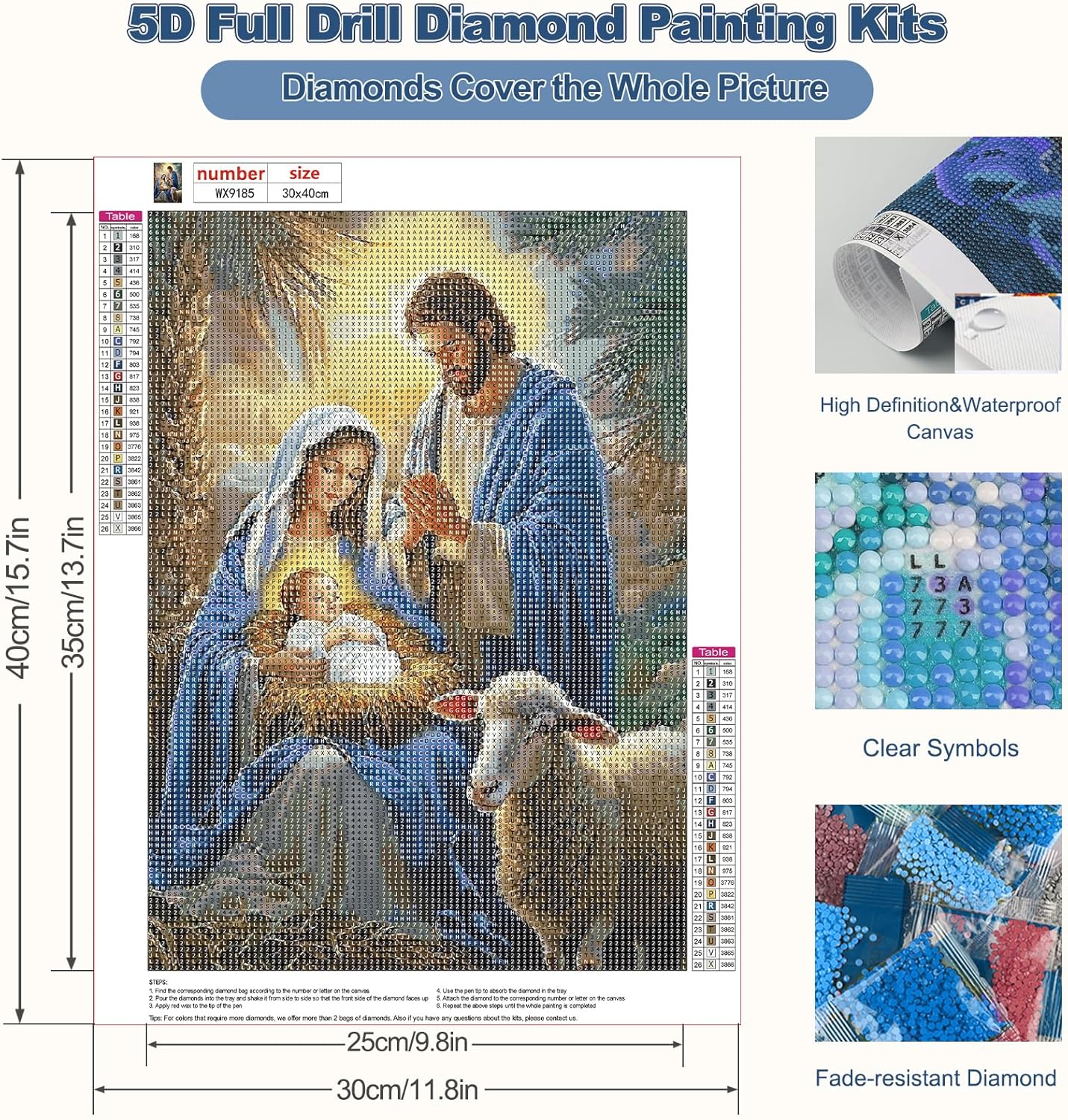 Christmas Jesus Diamond Painting Kits - 12x16 Inches (Nativity Scene)
