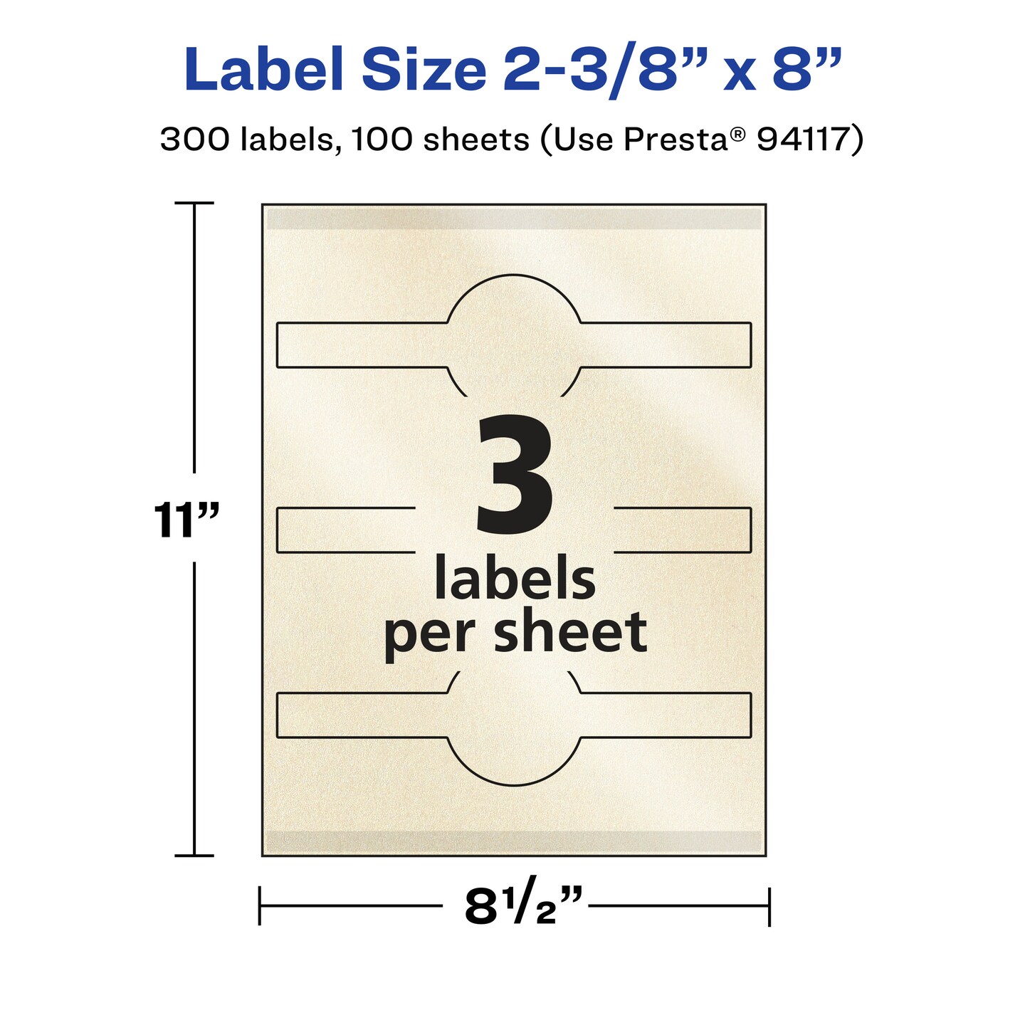 Avery Pearlized Ivory Wraparound Labels with Sure Feed Technology, 2-3/8" x 8"