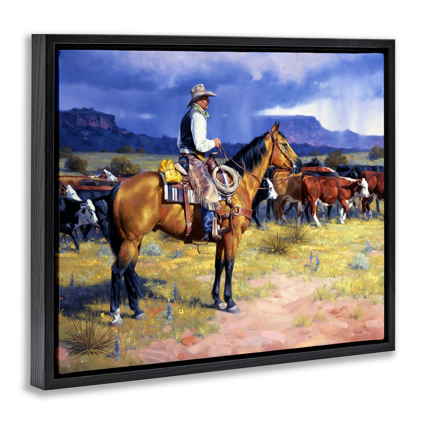 Stupell Industries Cowboy & Cattle Mountain View Floating Frame By Jack Sorenson