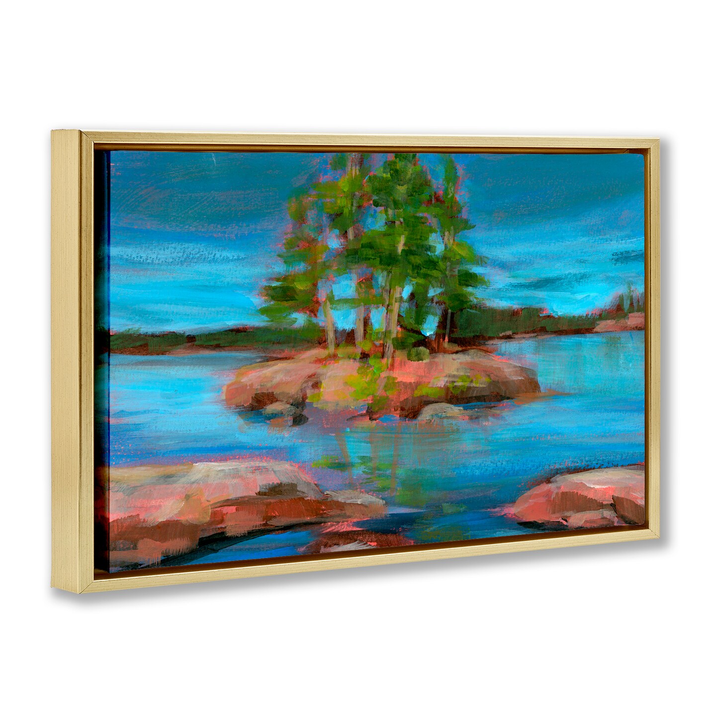 Stupell Industries Abstract Lake Island Landscape Floating Frame By Kristy Andrews