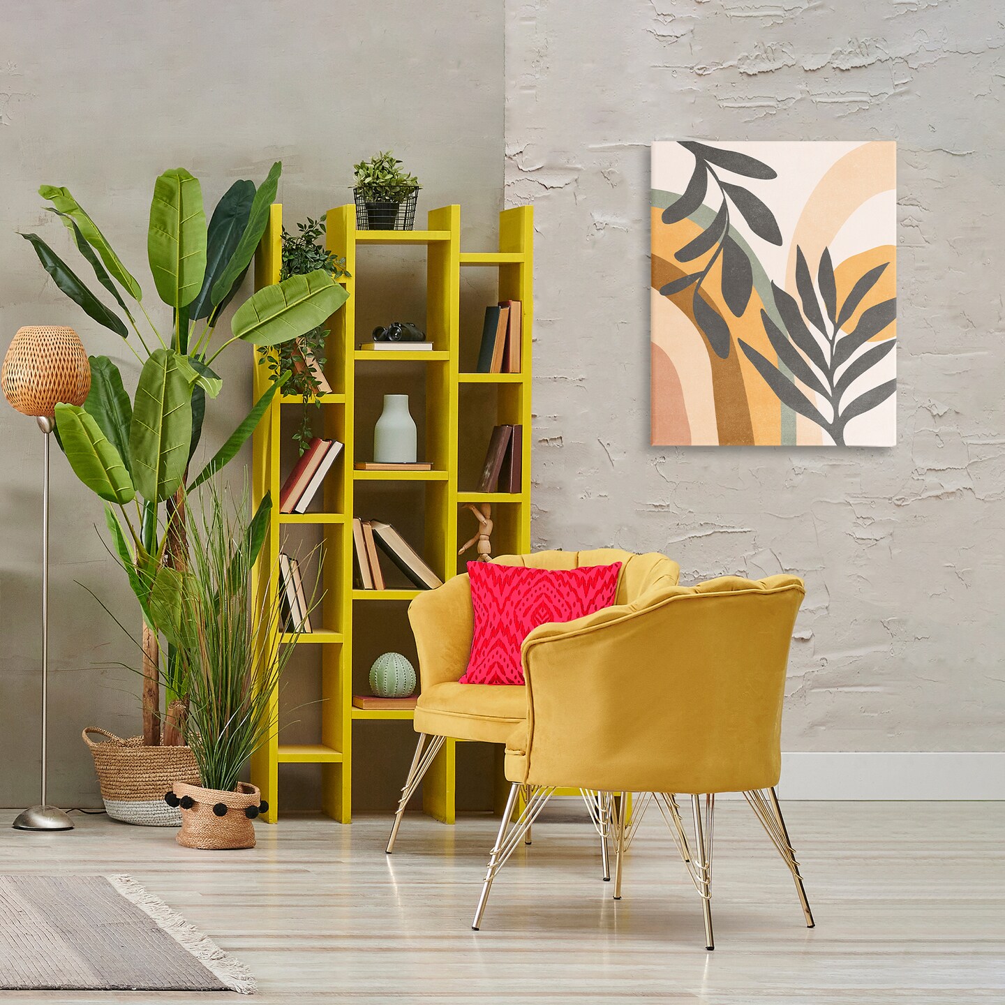 Stupell Industries Retro Sage Boho Plants Canvas Wall Art Design by Nataly White