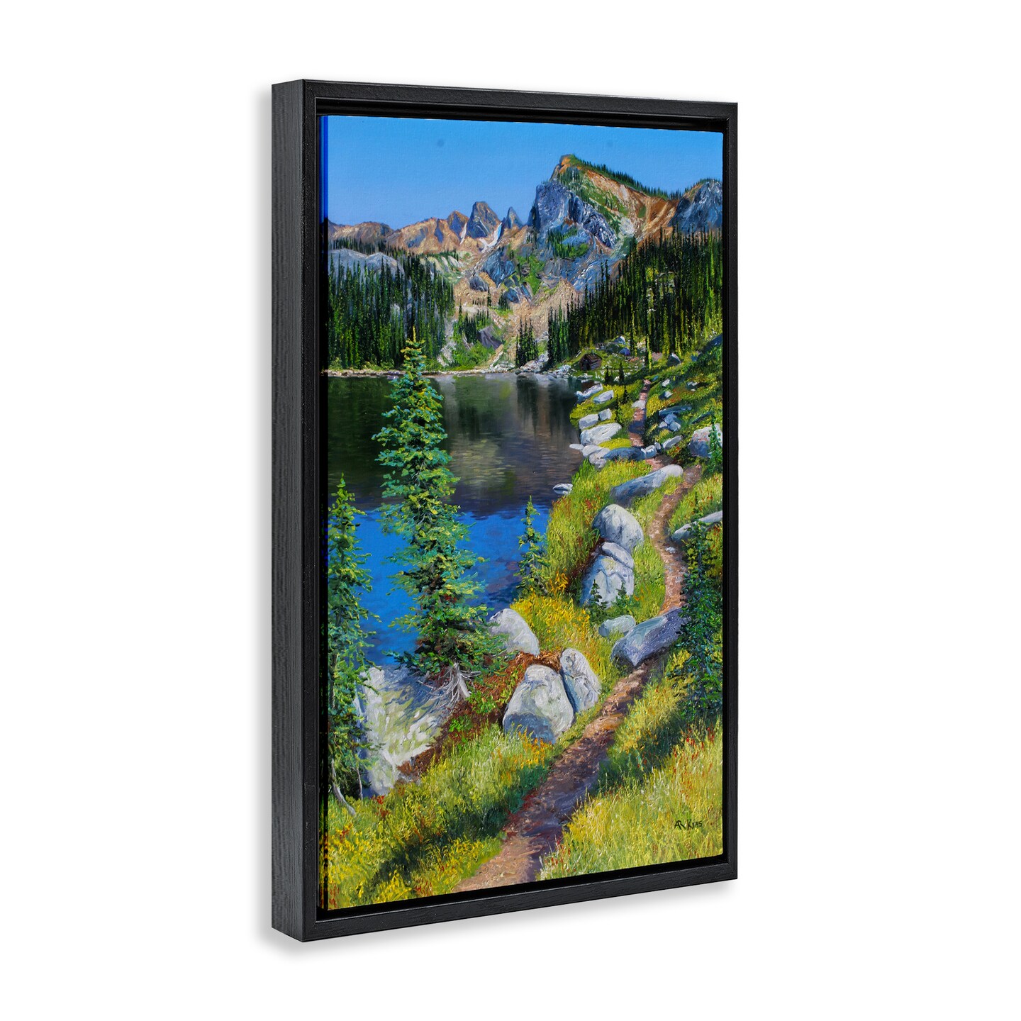 Stupell Industries Alpine Lake Landscape Framed Floater Canvas Wall Art Design by Andrew Kiss