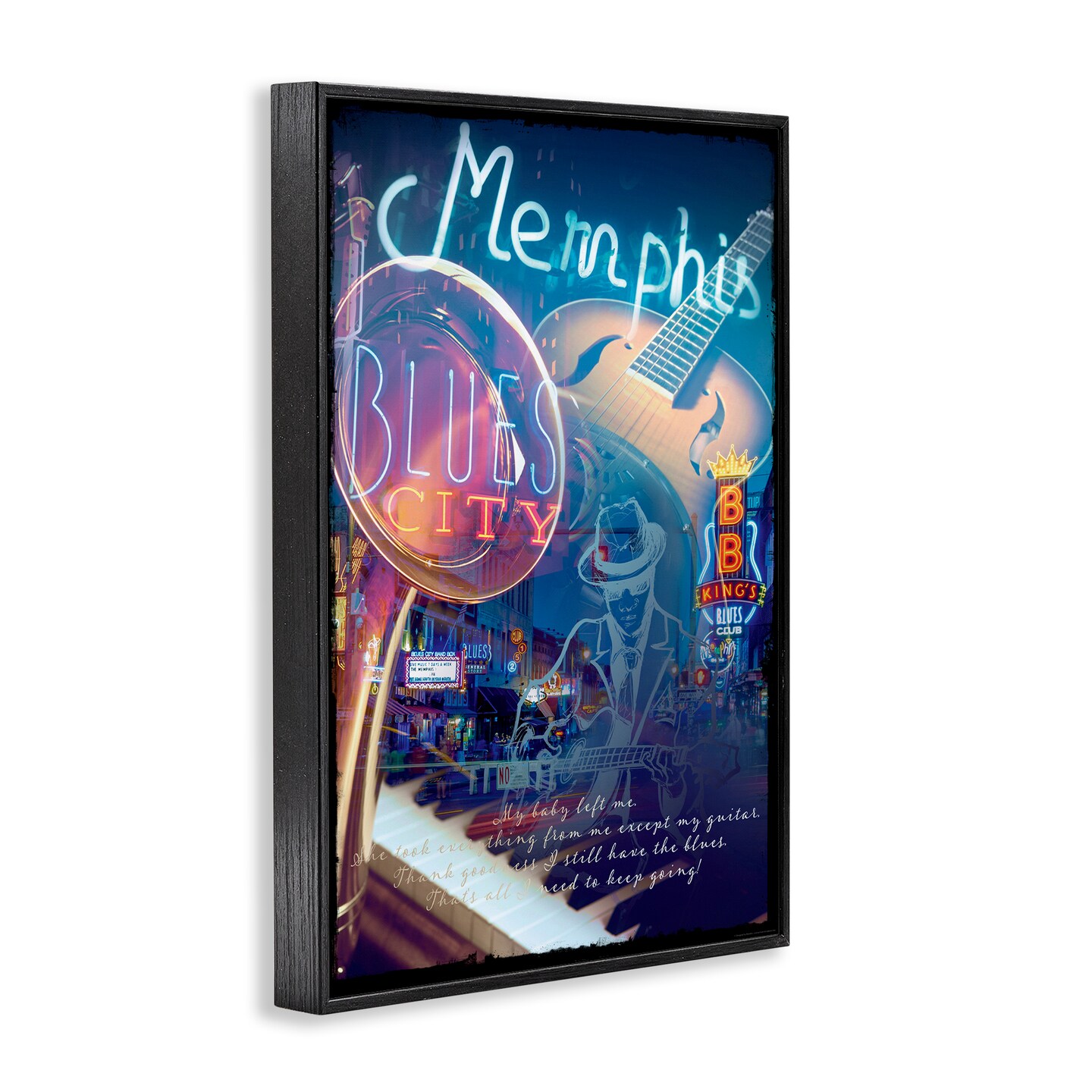 Stupell Industries Memphis Blues City Framed Giclee Wall Art Design by Reinders