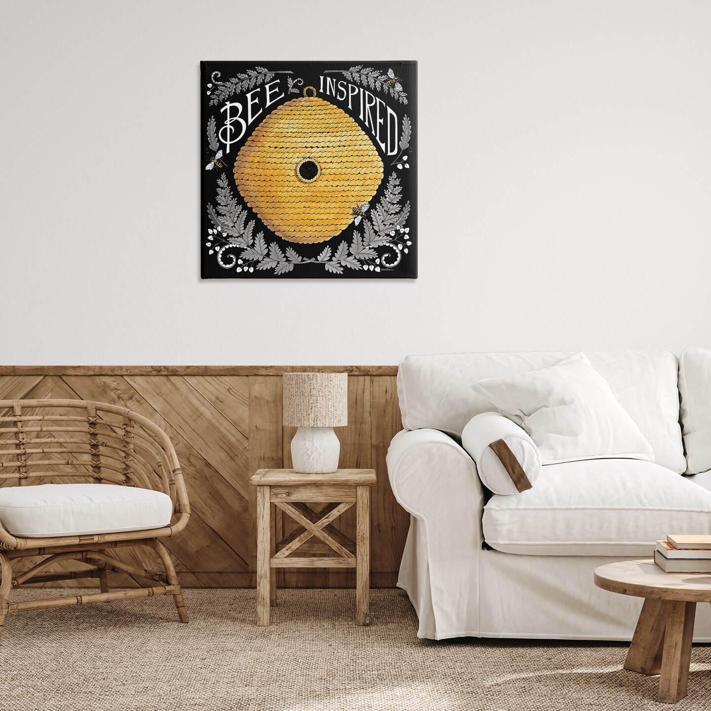 Stupell Industries Bee Inspired with Hive Canvas Wall Art Design by Deb Strain