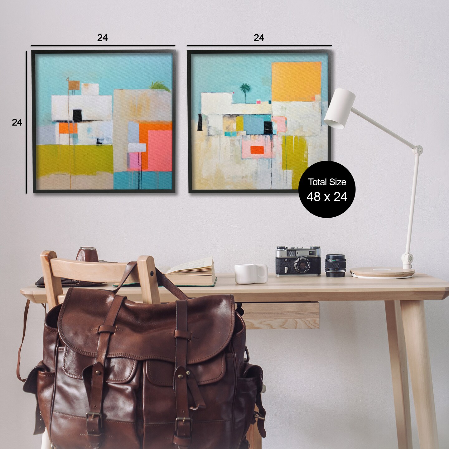 Stupell Industries Abstract Square Block Apartment 2 pc Framed Giclee Wall Art Set Design by Irena Orlov
