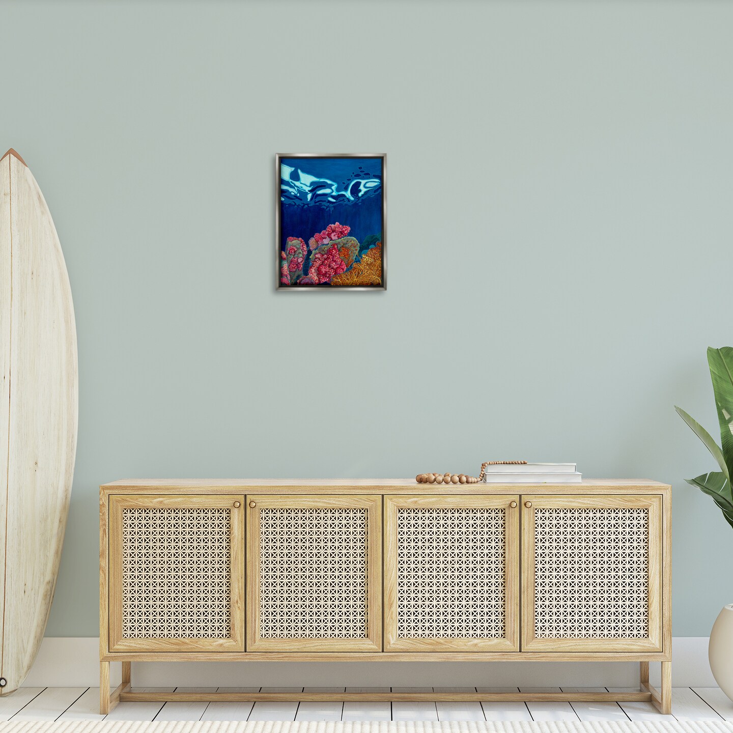 Stupell Industries Abstract Underwater Coral Framed Floater Canvas Wall Art Design by Sara Everett