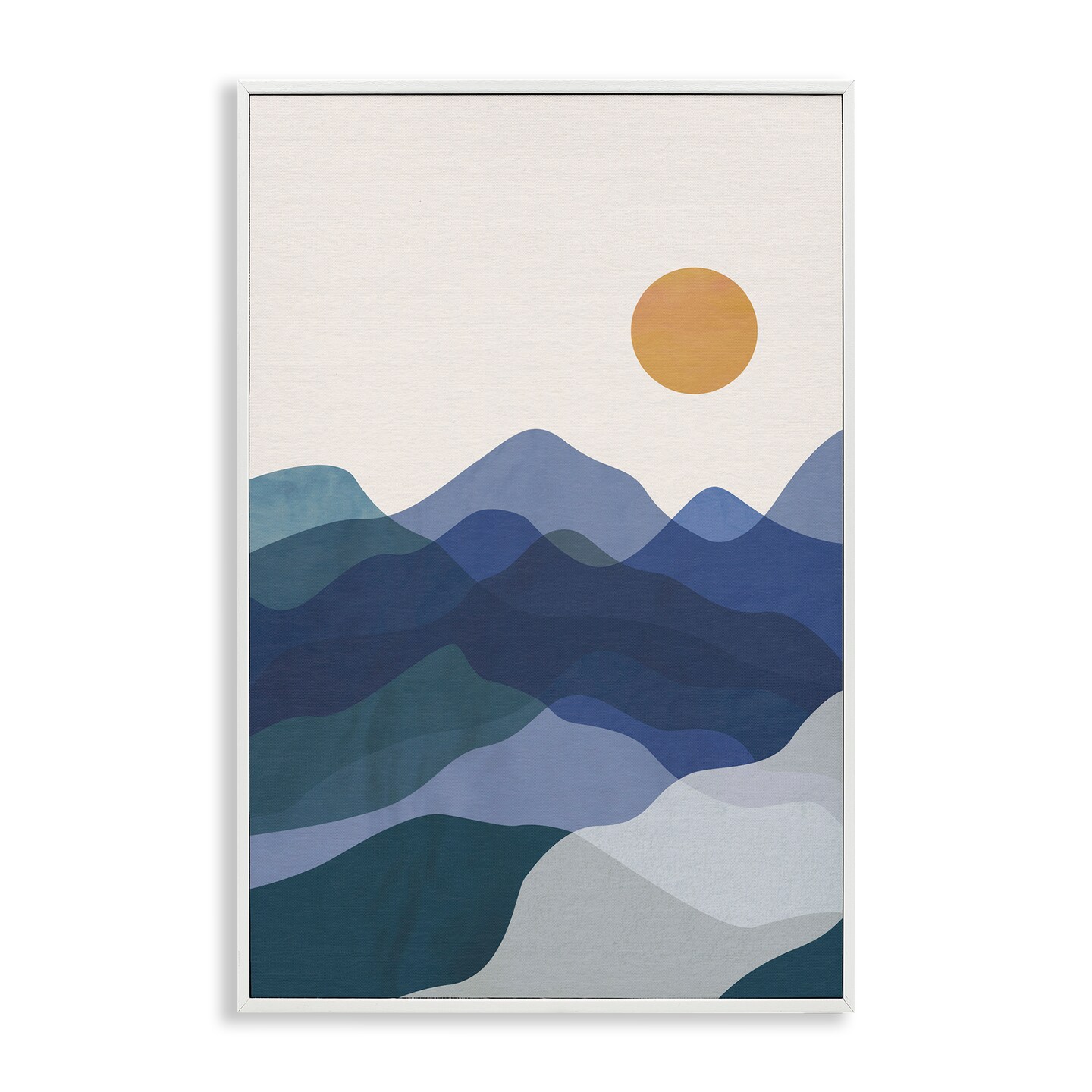 Stupell Industries Blue Layered Mountains Framed Giclee Wall Art Design by JJ Design House LLC