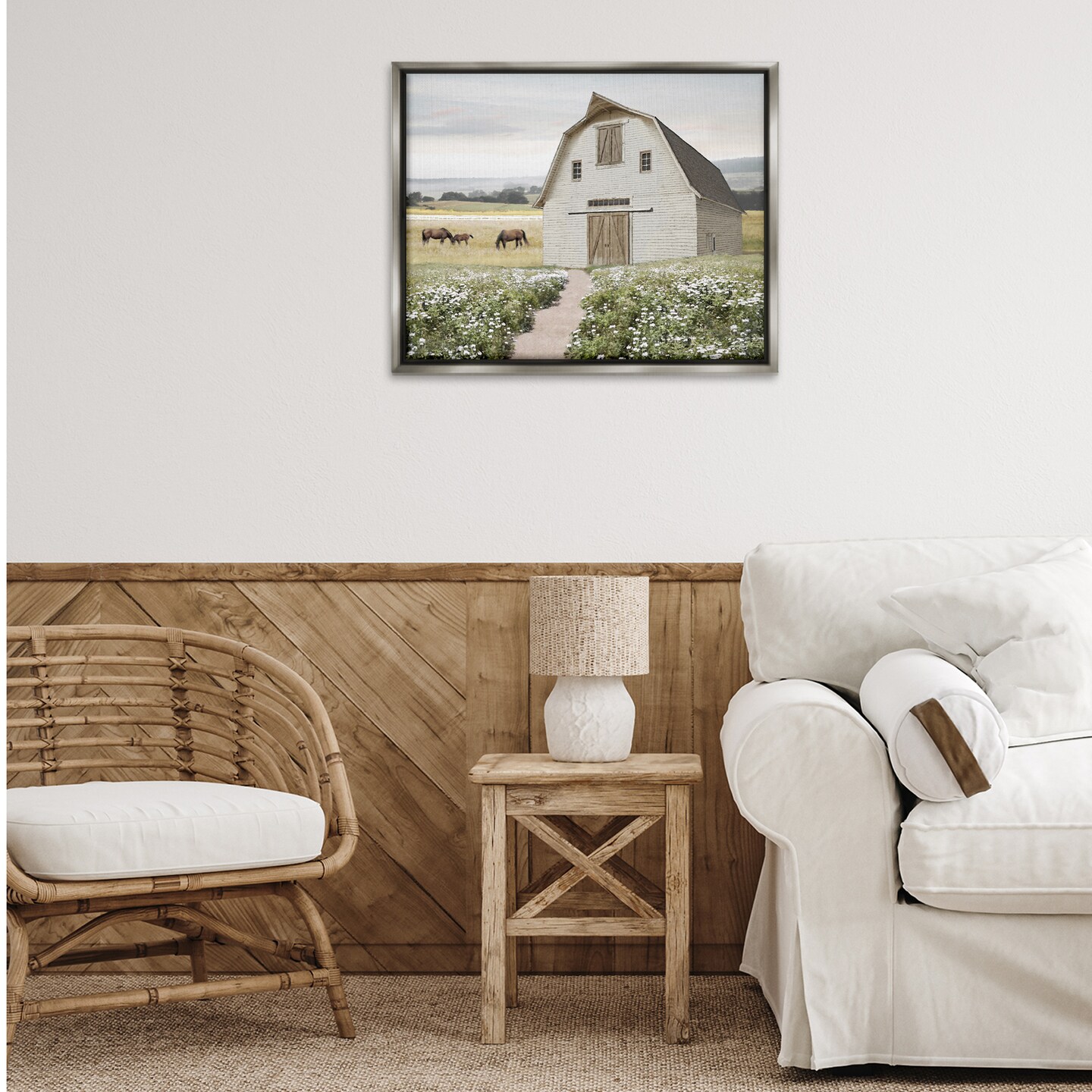 Stupell Industries Charming Path to Barn Framed Floater Canvas Wall Art Design by Amber Sterling