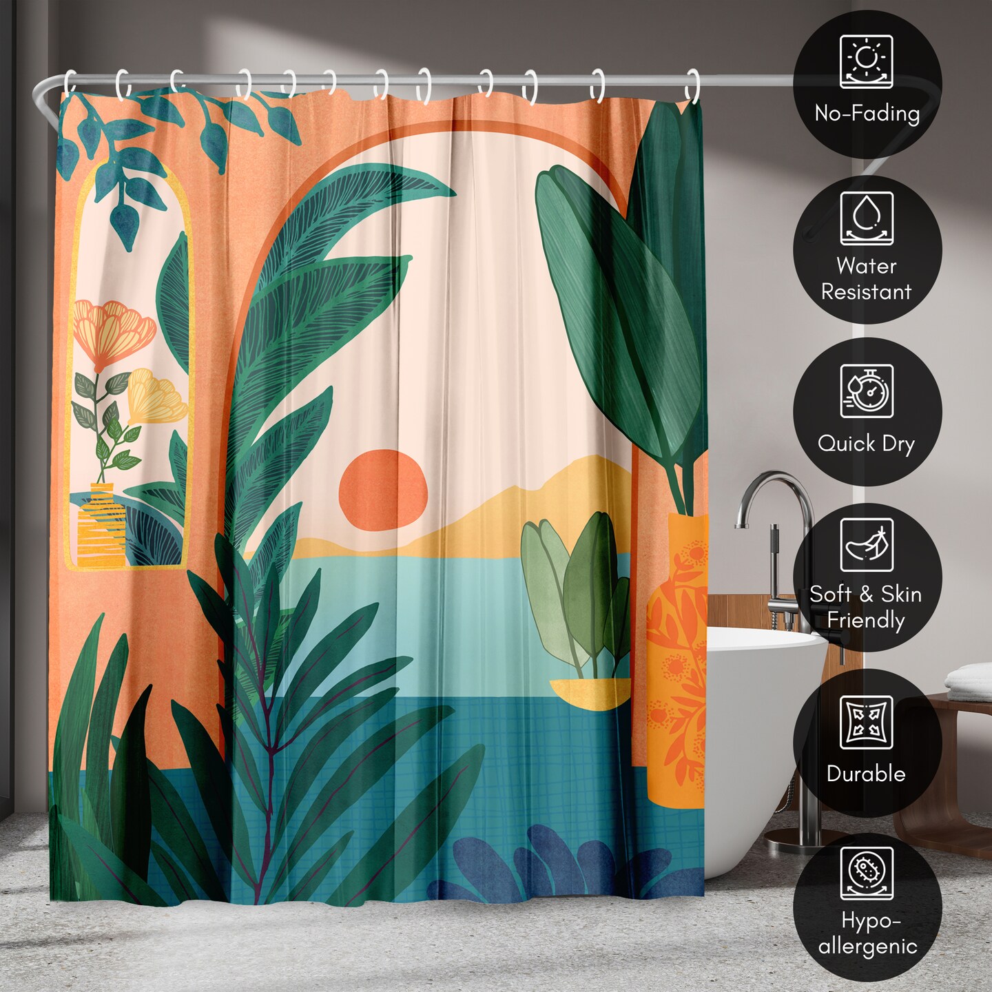 Americanflat 71&#x22; x 74&#x22; Shower Curtain, Ocean View by Modern Tropical
