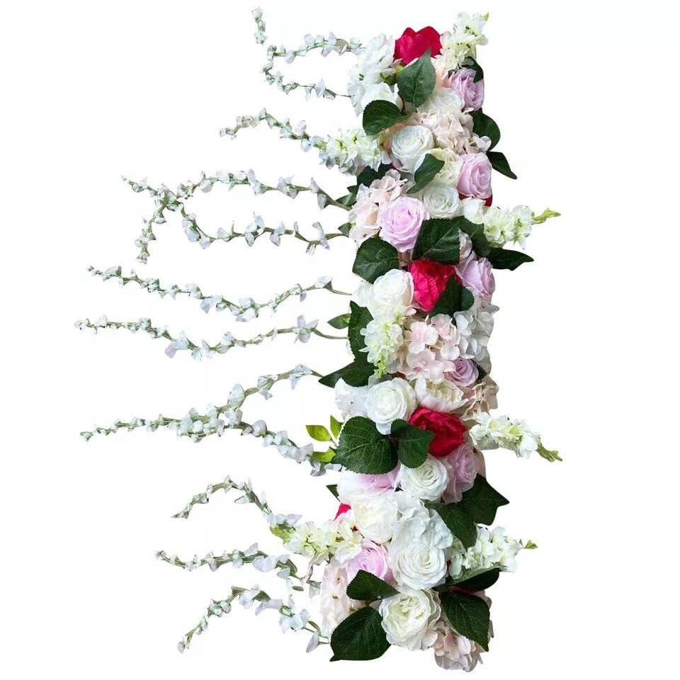 Artificial Silk Rose Flowers Backdrop Wedding Row Decor Floral Wall Arrangements