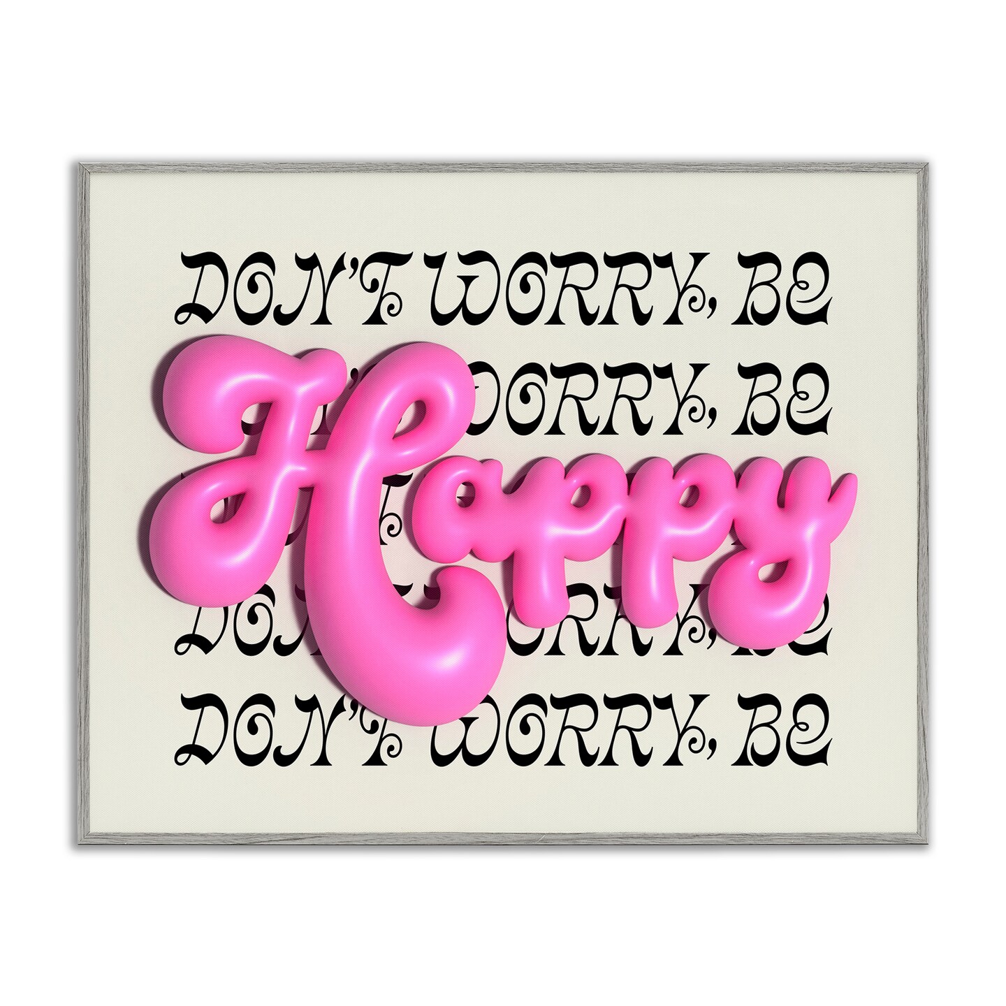 Stupell Industries Bubble Letters Happy Framed Giclee Wall Art Design by Victoria Barnes
