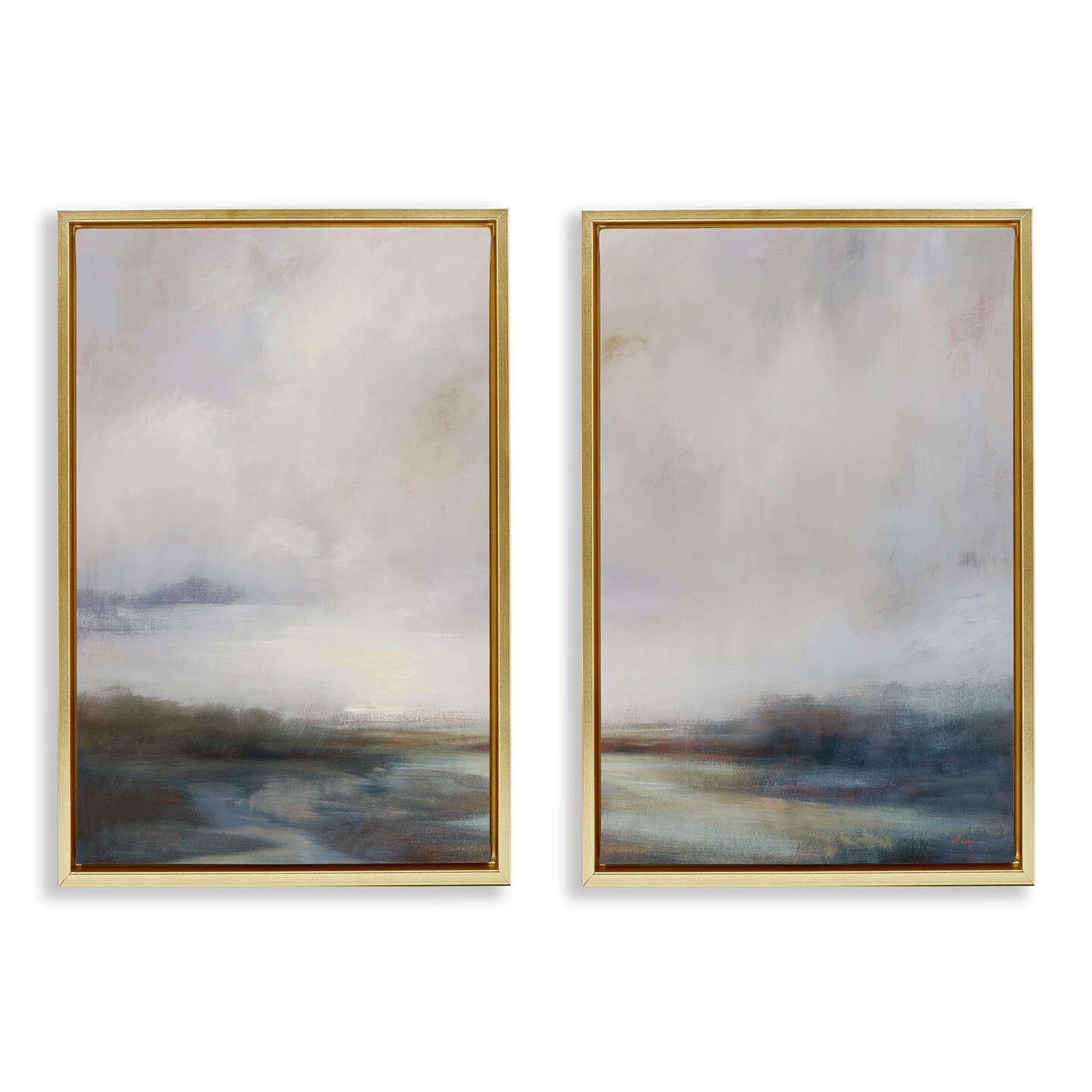 Stupell Industries Moody Clouds Landscape 2 pc Framed Floater Canvas Wall Art Set Design by Simon Addyman