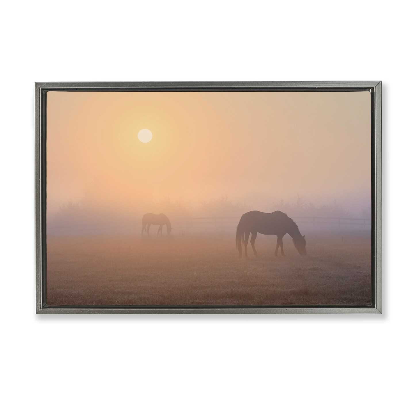 Stupell Industries Misty Sunlit Horses Framed Floater Canvas Wall Art Design by Marty Hulsebos