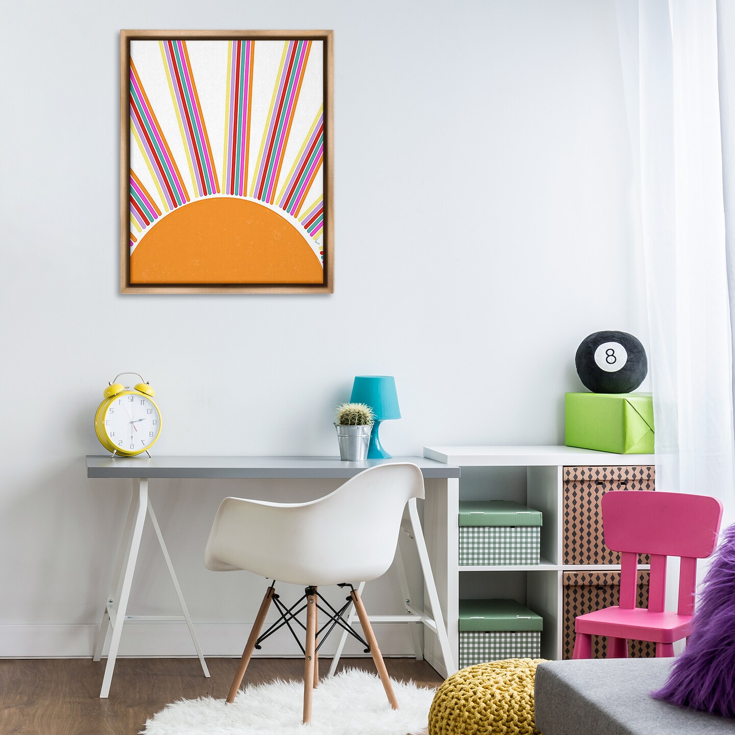 Stupell Industries Retro Striped Sun Rays Framed Floater Canvas Wall Art Design by Ashley Singleton