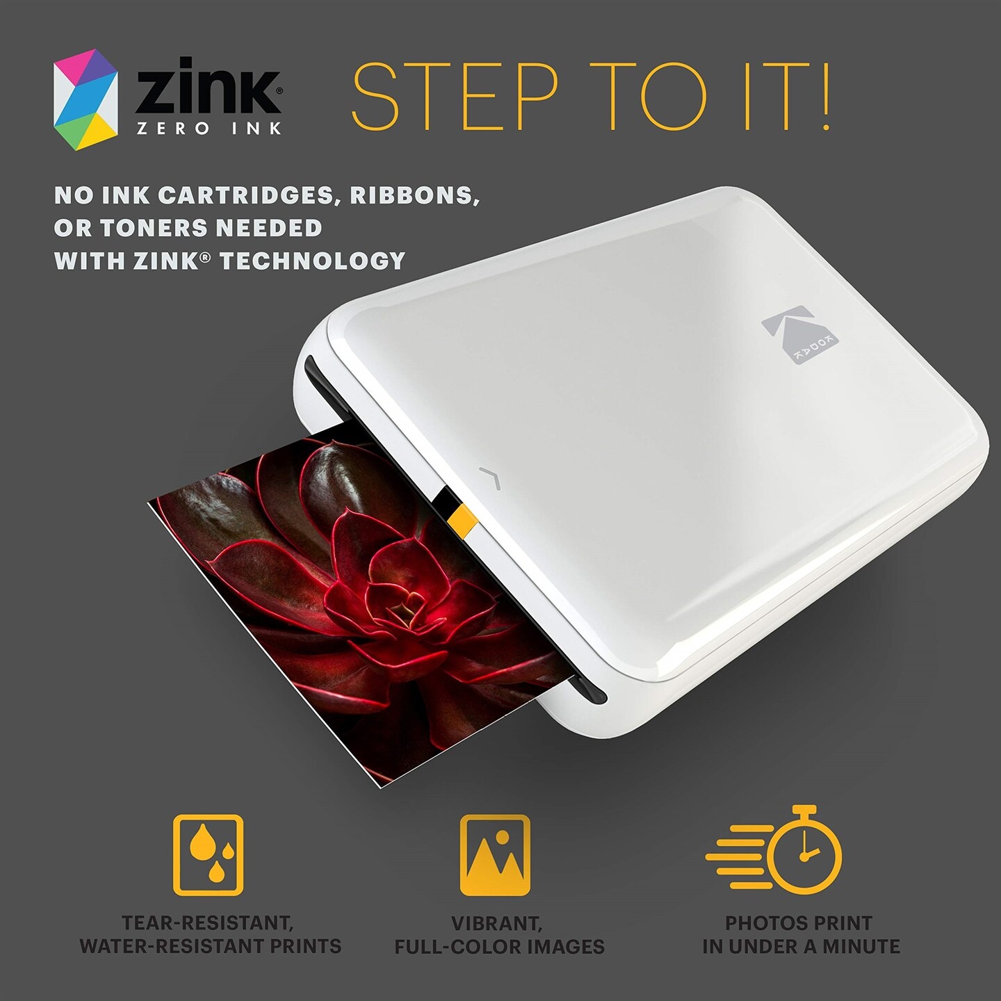 Kodak Step Mobile Instant Photo Printer 2x3&#x22; &#x26; Zink Photo Paper (75 Sheets) Bundle