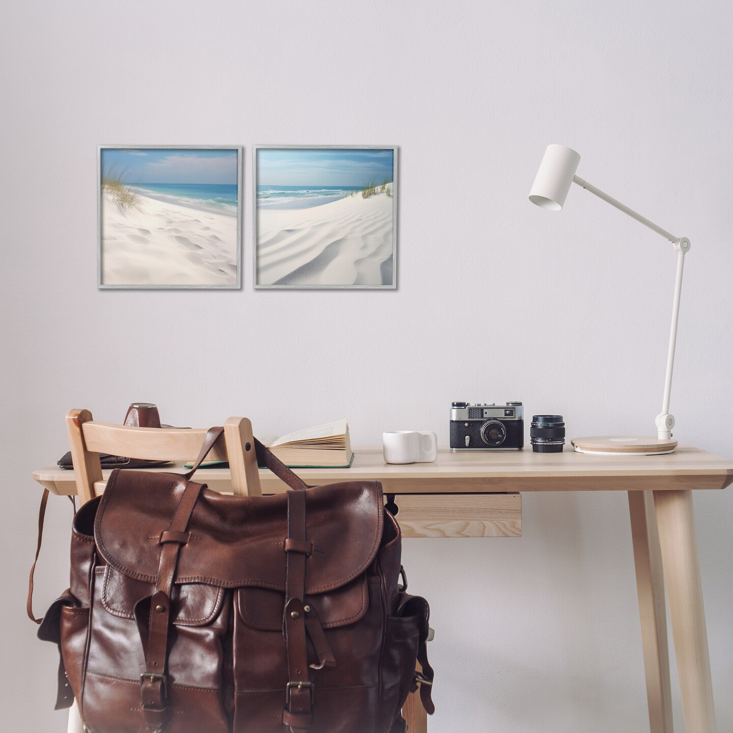 Stupell Industries Serene Beach Sand Dune 2 pc Framed Giclee Wall Art Set Design by Lazar Studio