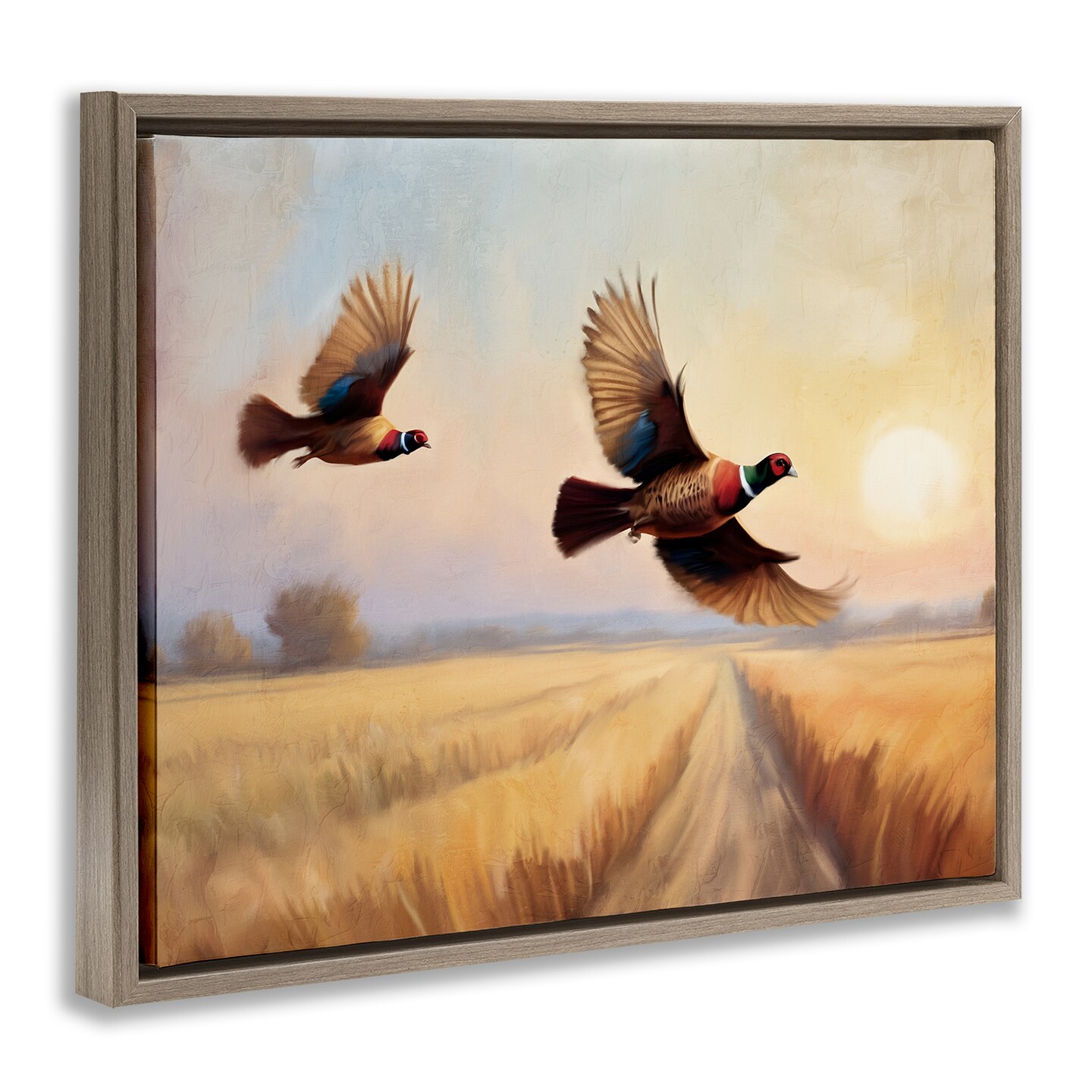 Stupell Industries Fall Flight Pheasants Framed Floater Canvas Wall Art Design by Kim Allen