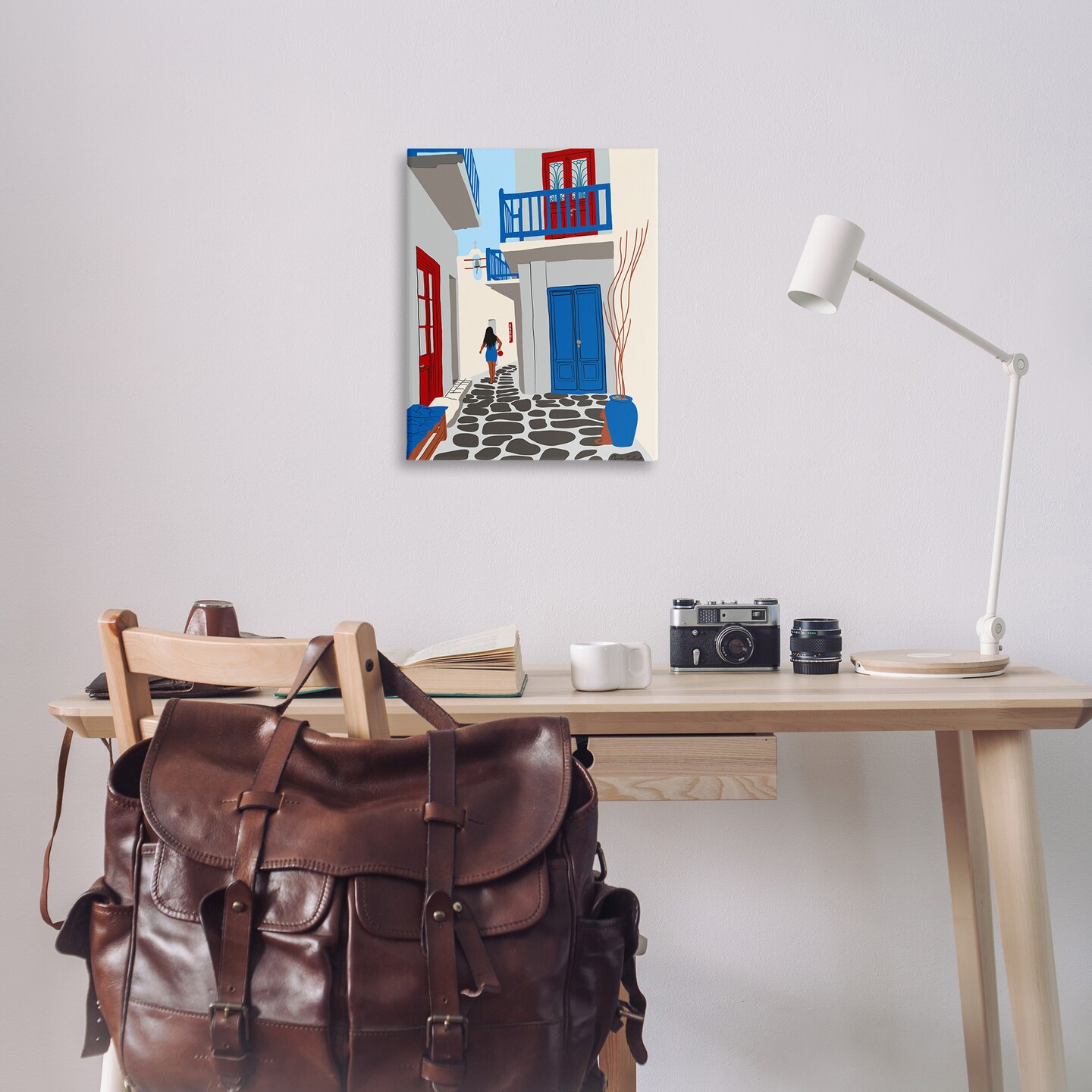 Stupell Industries Mykonos City Alley Canvas Wall Art Design by Carrie Cantwell