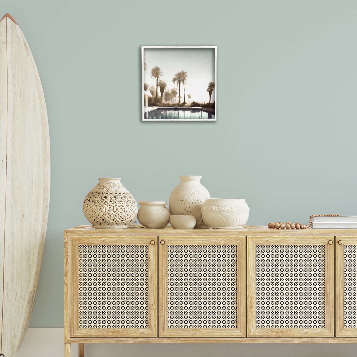 Stupell Industries Dreamy Pool &#x26; Palm Trees Framed Giclee Wall Art Design by Noah Bay