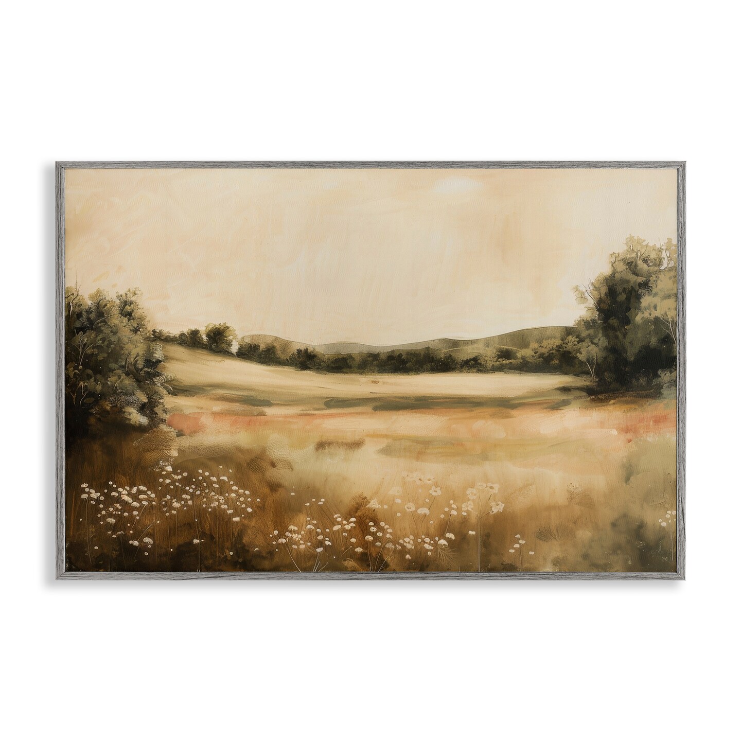 Stupell Industries Neutral Meadow Landscape Framed Giclee Wall Art Design by Lazar Studio