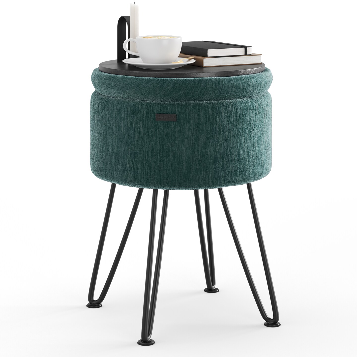 StorageBud Textured Velvet Storage Ottoman with Storage