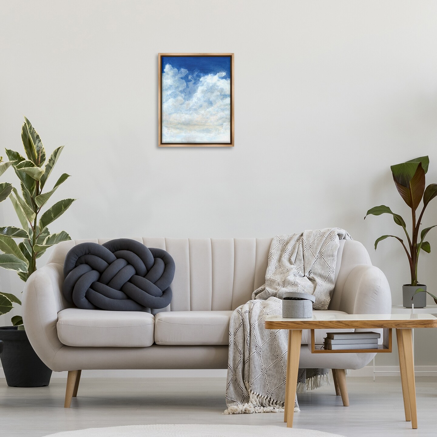 Stupell Industries Full Clouds in Blue Sky Framed Floater Canvas Wall Art Design by Grace Popp