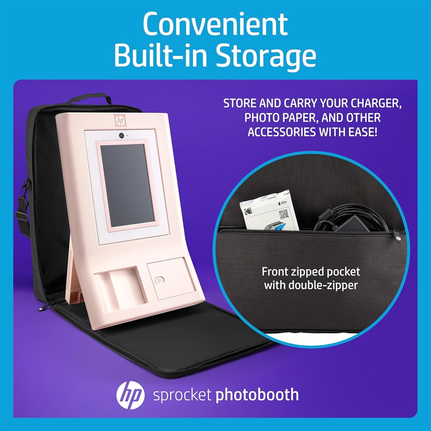 HP Premium Carrying Padded Storage Case w/Removable Shoulder Strap for Sprocket Photobooth (Pink)