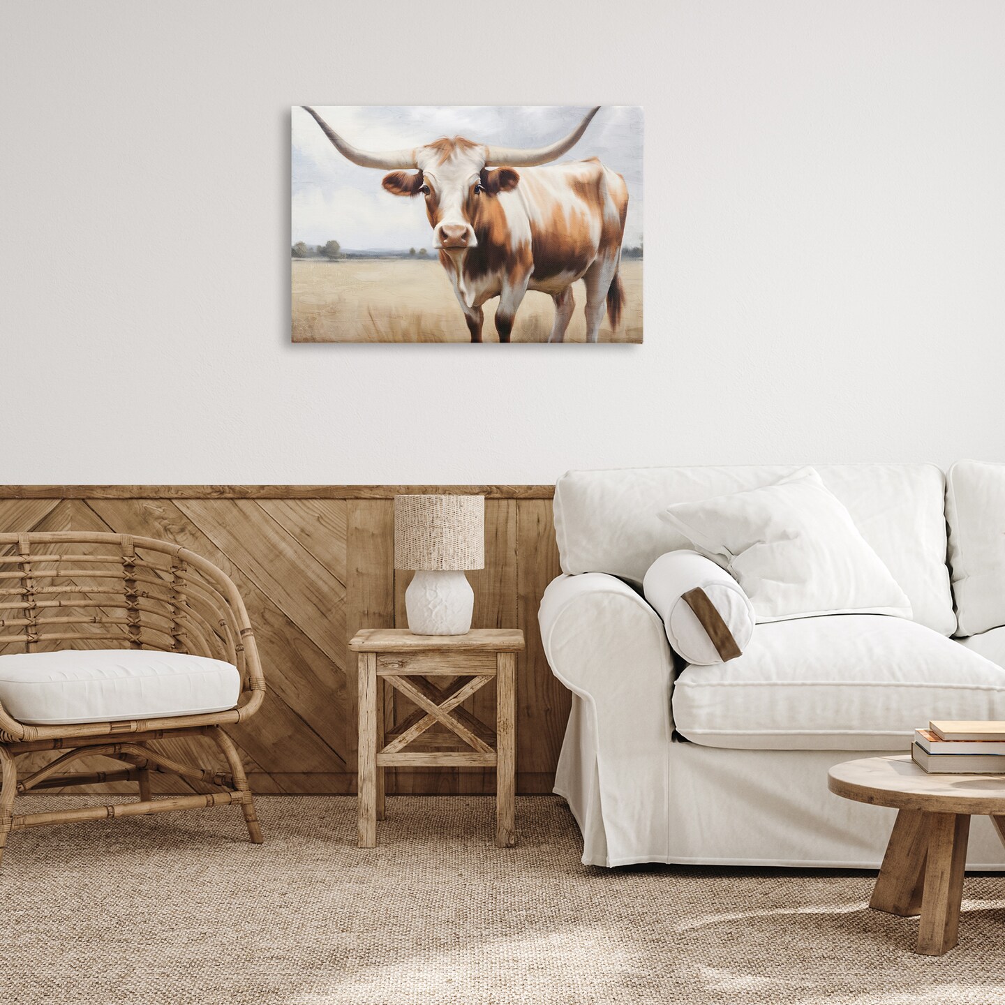Stupell Industries Spotted Brown Longhorn Canvas Wall Art Design by Kim Allen