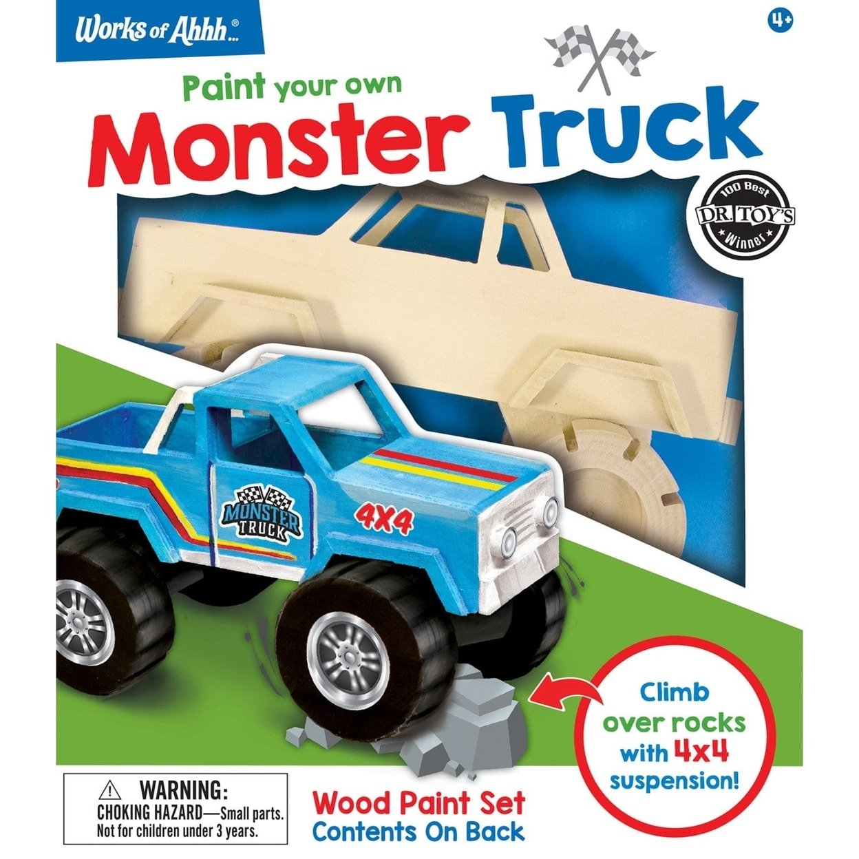Monster Truck Wood Craft Paint Kit Non-Toxic Acrylics Stickers Brushes Art Set