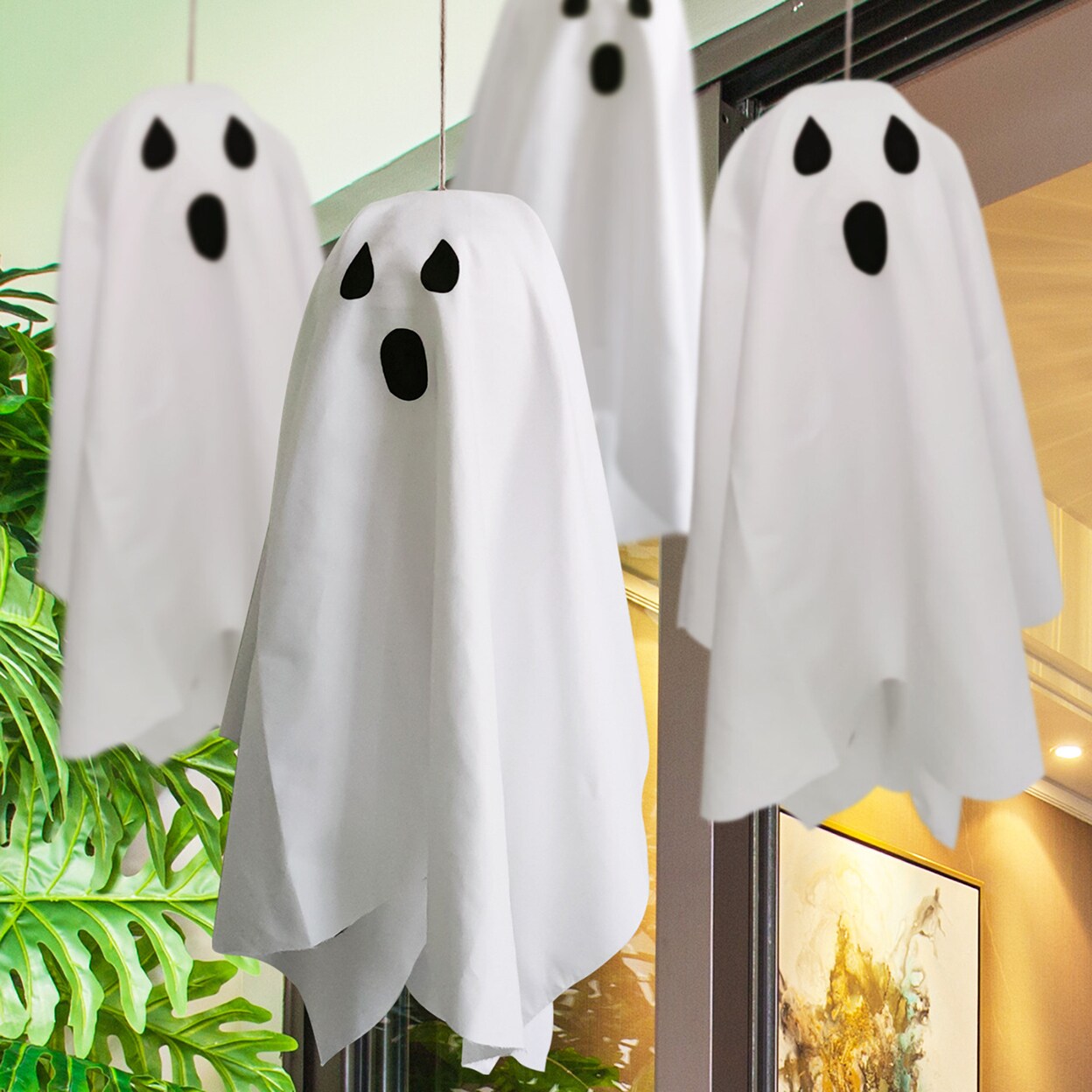 Halloween Hanging Ghost Decoration Outdoor Hanging White Ghost Haunted House Prop For Spooky Halloween Scene Decor