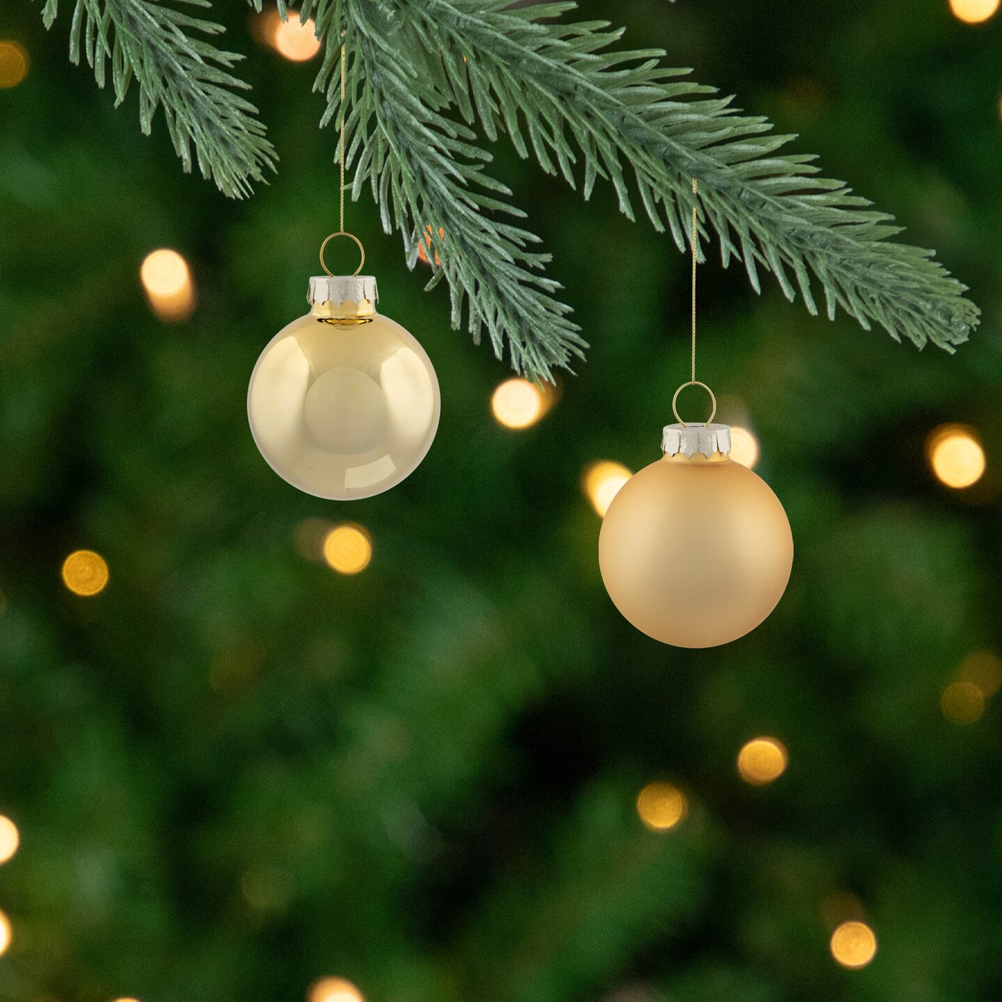 Northlight 10ct Shiny and Matte Champagne Gold Glass Ball Christmas Ornaments 1.75" (45mm)