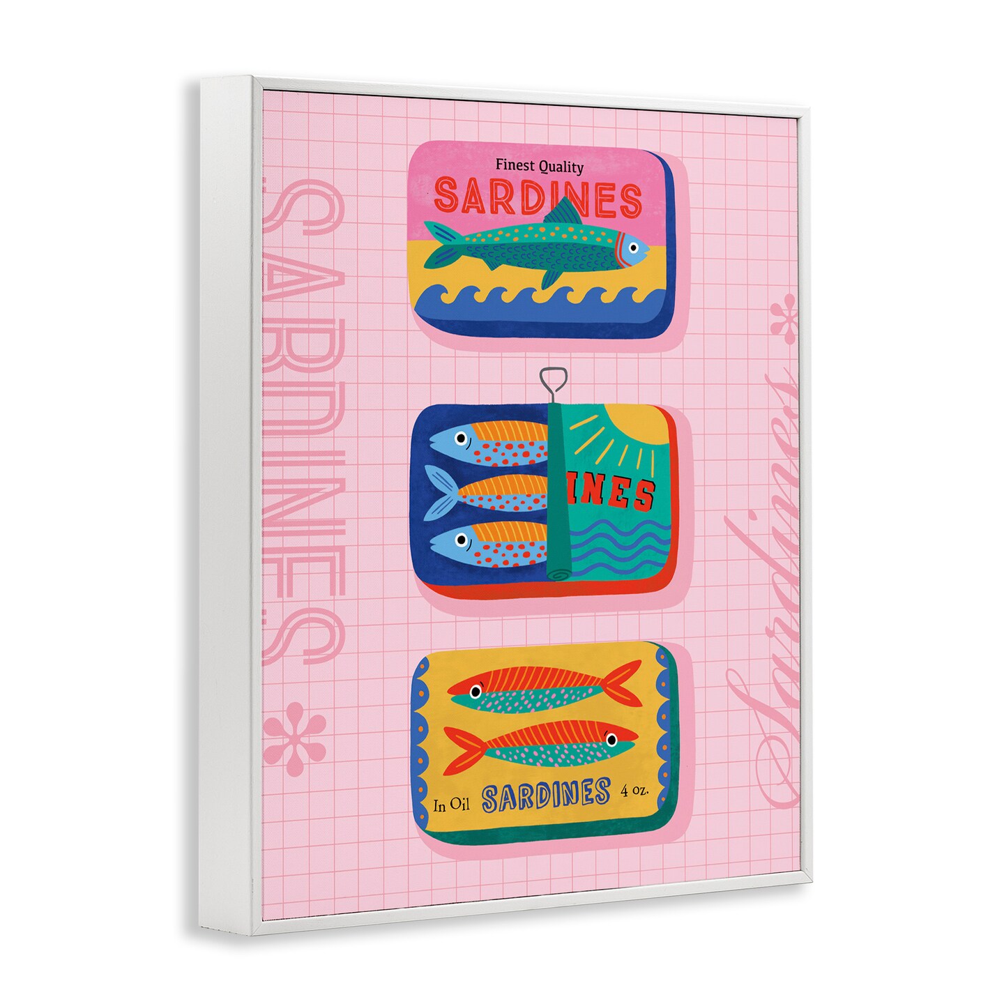 Stupell Industries Bright Sardine Can Designs Framed Giclee Wall Art Design by Nina Seven