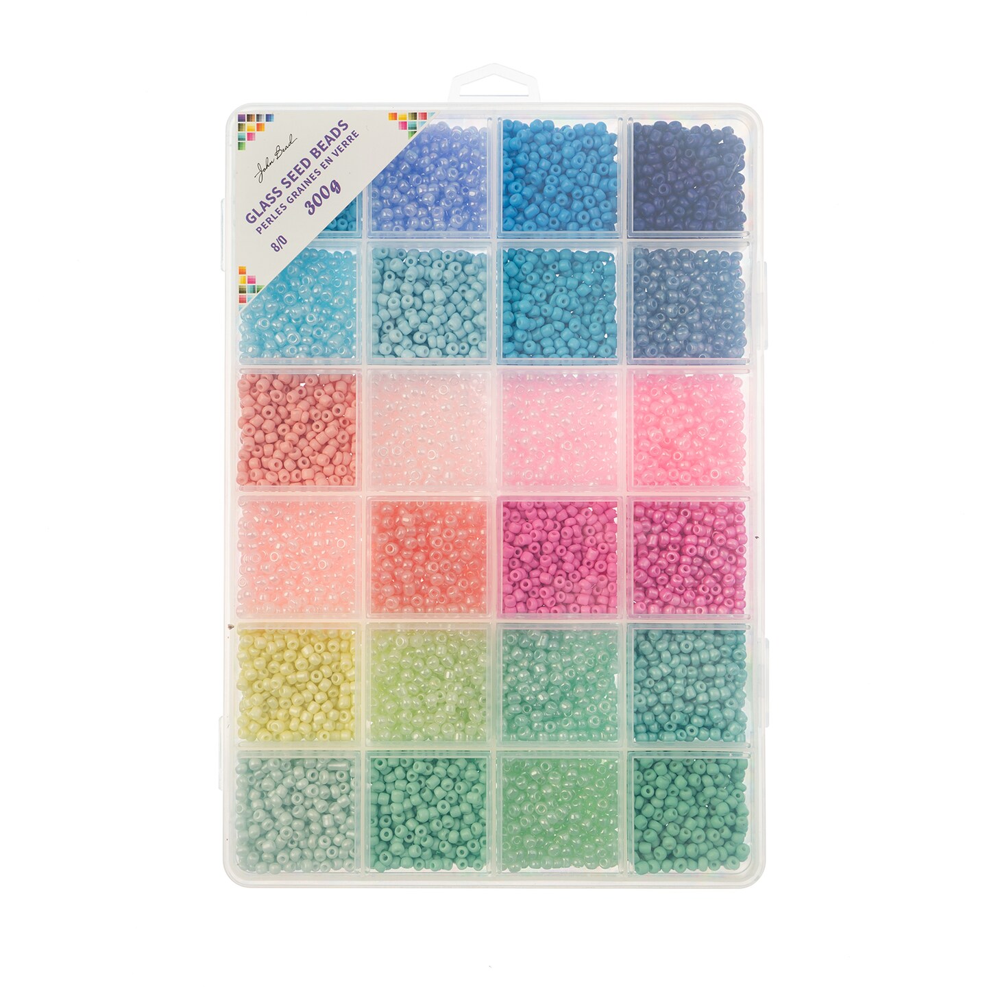 John Bead 12500pcs Assorted 24 Colors Glass Seed Beads 8/0 Jewelry Making Bead Box