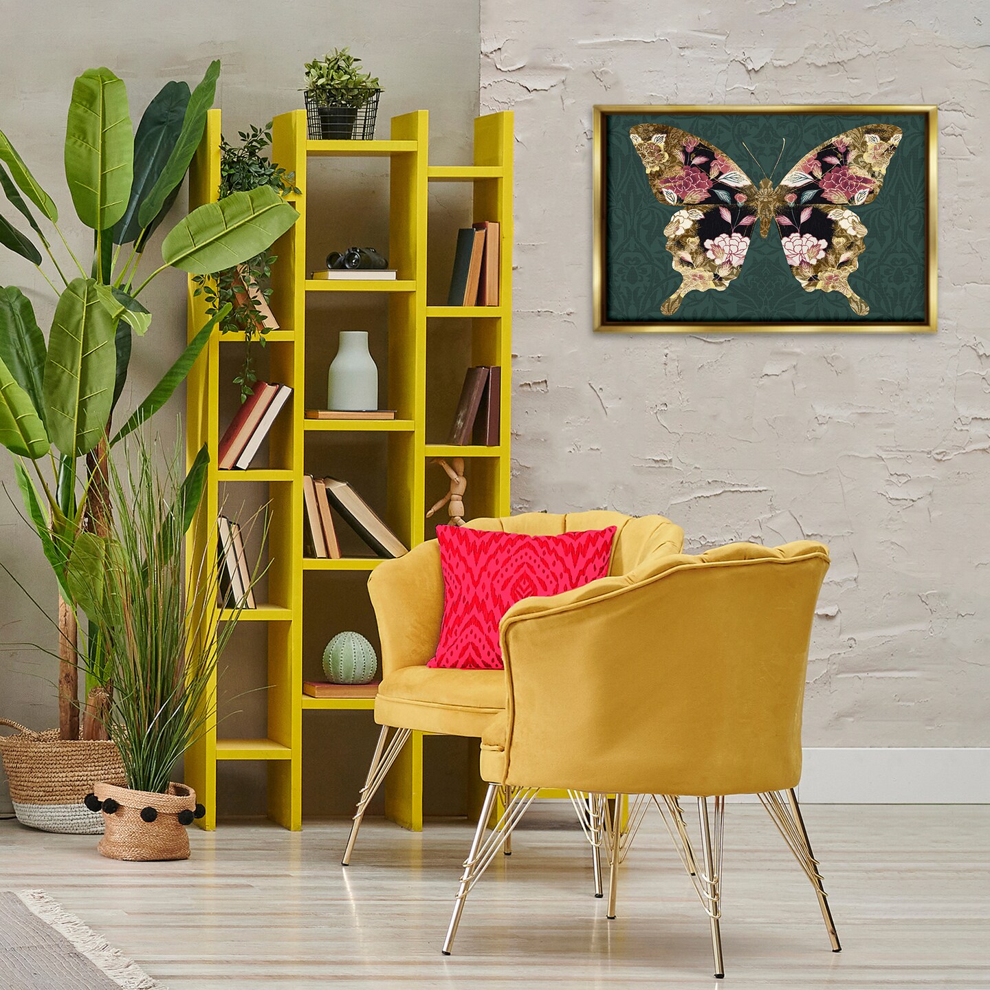 Stupell Industries Rococo Butterfly Pattern Framed Floater Canvas Wall Art Design by Victoria Barnes