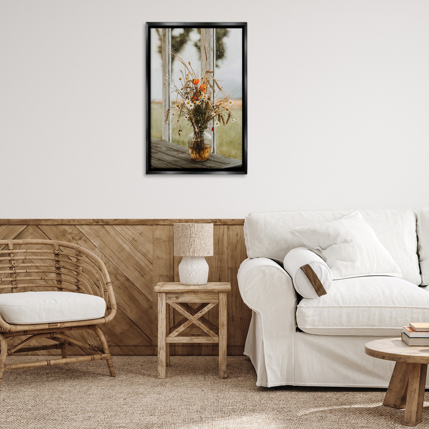 Stupell Industries Bouquet with Window View Framed Floater Canvas Wall Art Design by Incado