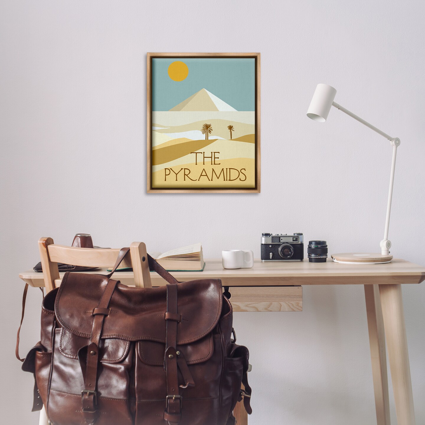 Stupell Industries Egypt Pyramids Landmark Framed Floater Canvas Wall Art Design by Daphne Polselli