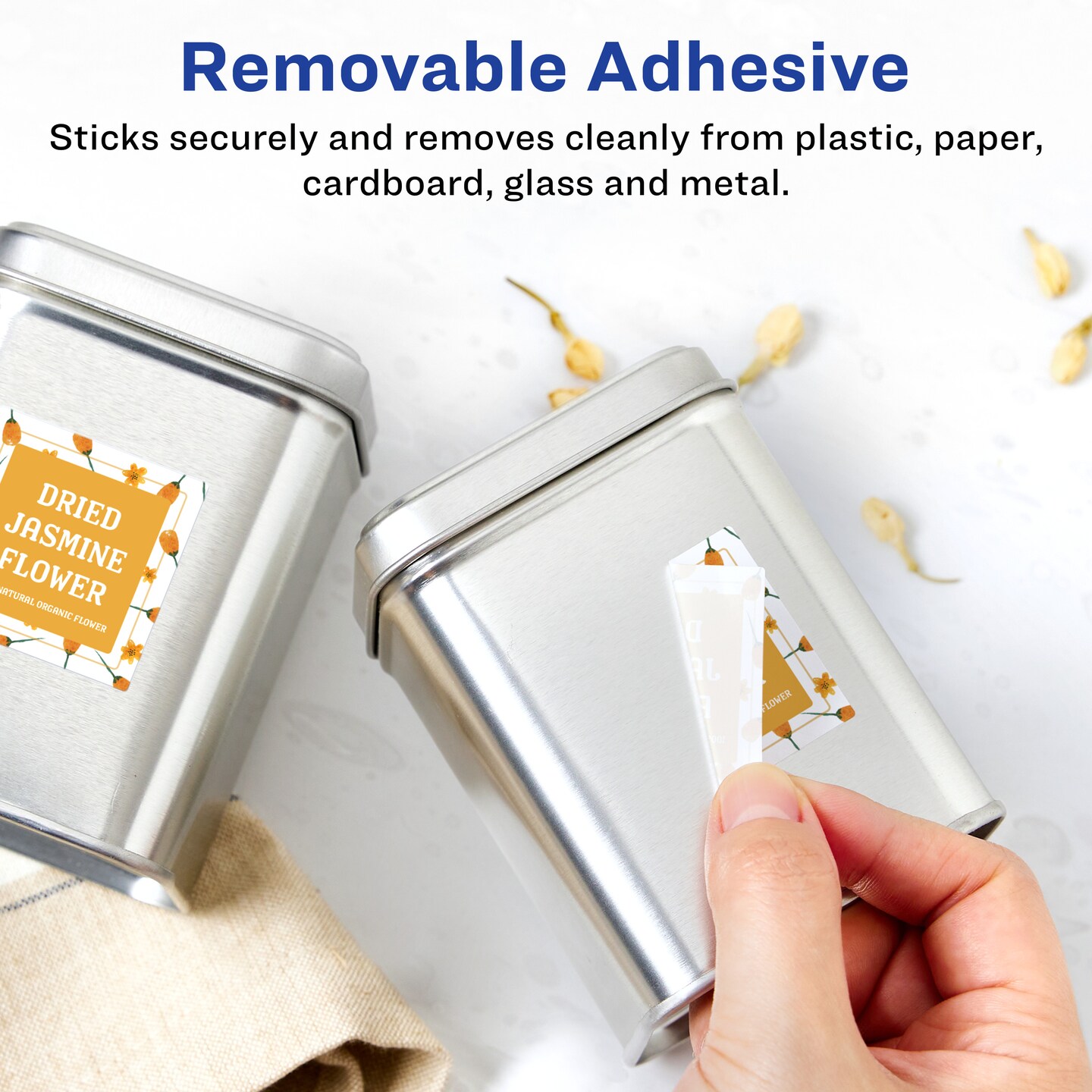 Avery Matte White Removable Square Labels with Sure Feed Technology, Print-to-the-Edge, 1" x 1"